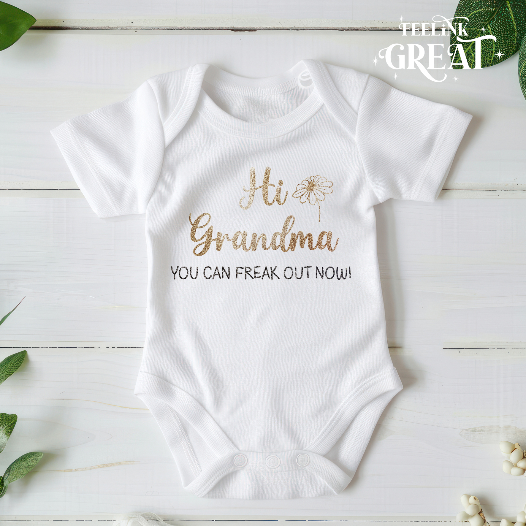 Hi Grandma Hi Grandpa Pregnancy Announcement Baby Bodysuit