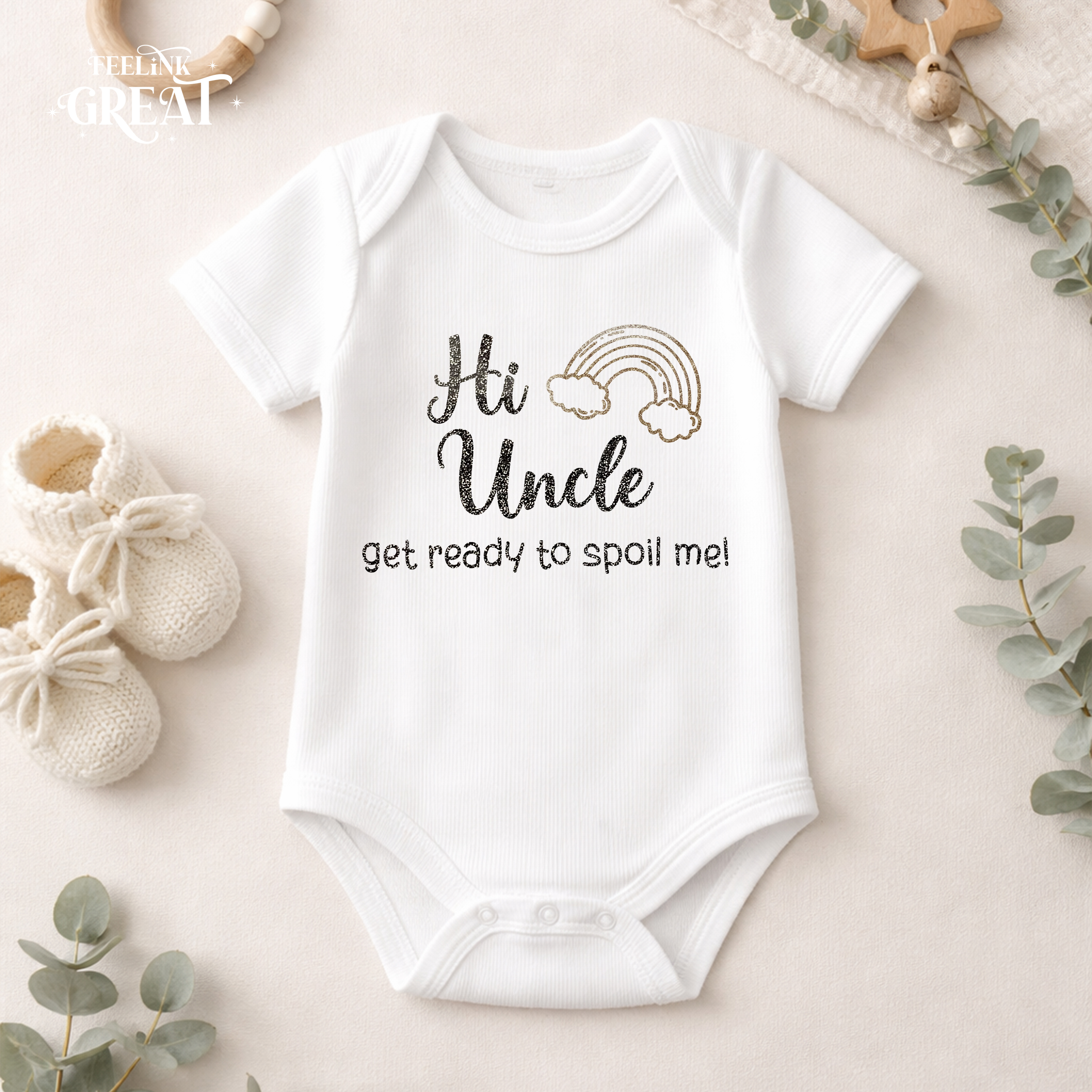 Personalised Hi Auntie, Hi Uncle Pregnancy Announcement Baby Bodysuit