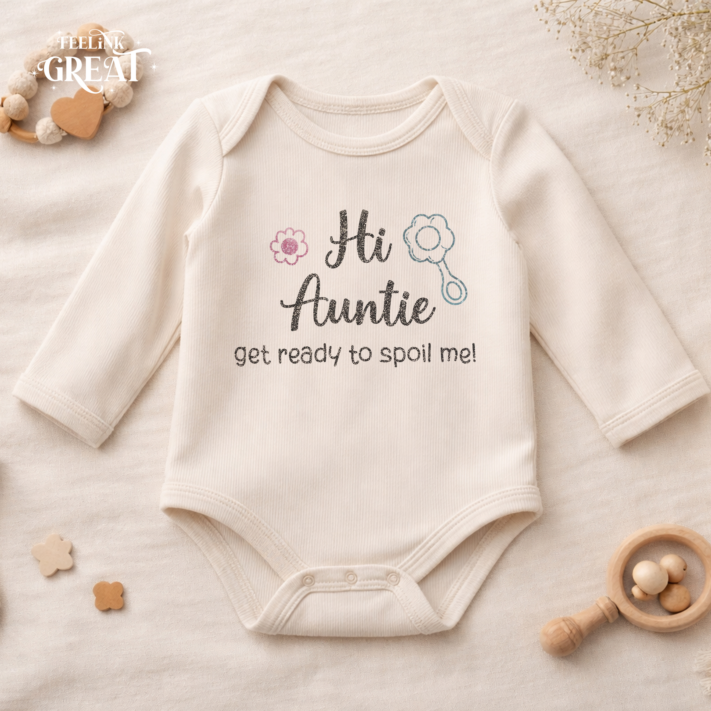 Personalised Hi Auntie, Hi Uncle Pregnancy Announcement Baby Bodysuit