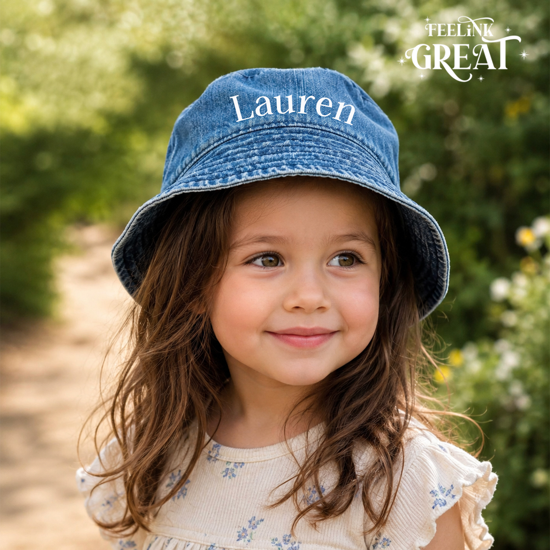 Personalised Denim Bucket Hat for Kids