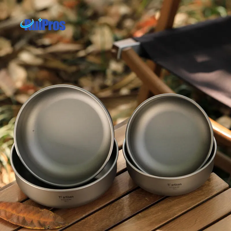 Outdoor Eco-friendly Pure Titanium & Metal Lightweight Portable Bowl and Plate Set | ruipros