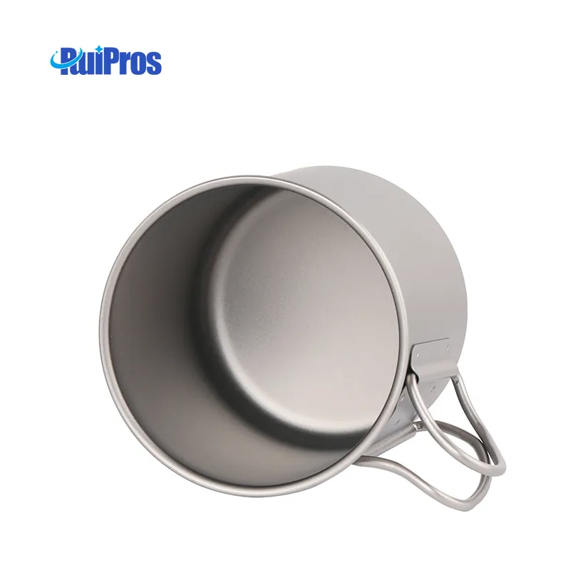 Pure Titanium Mug Customized Logo Outdoor Camping & Picnic Barbecue Cookware 300ml Foldable | ruipros