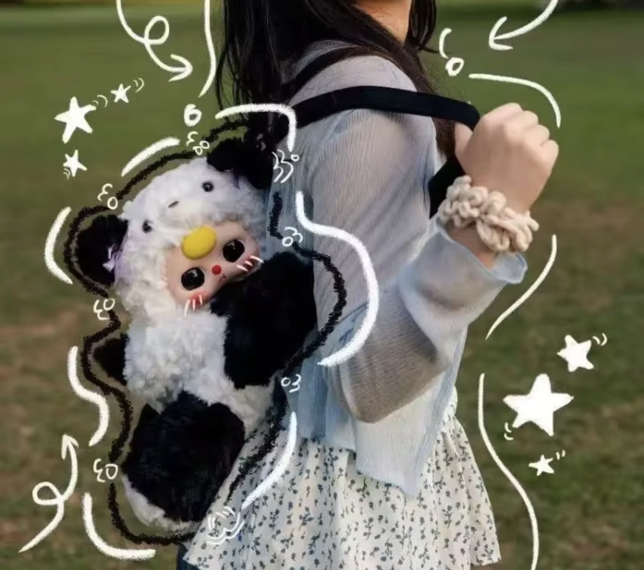 Baby Three Hugging Plush Backpack 
