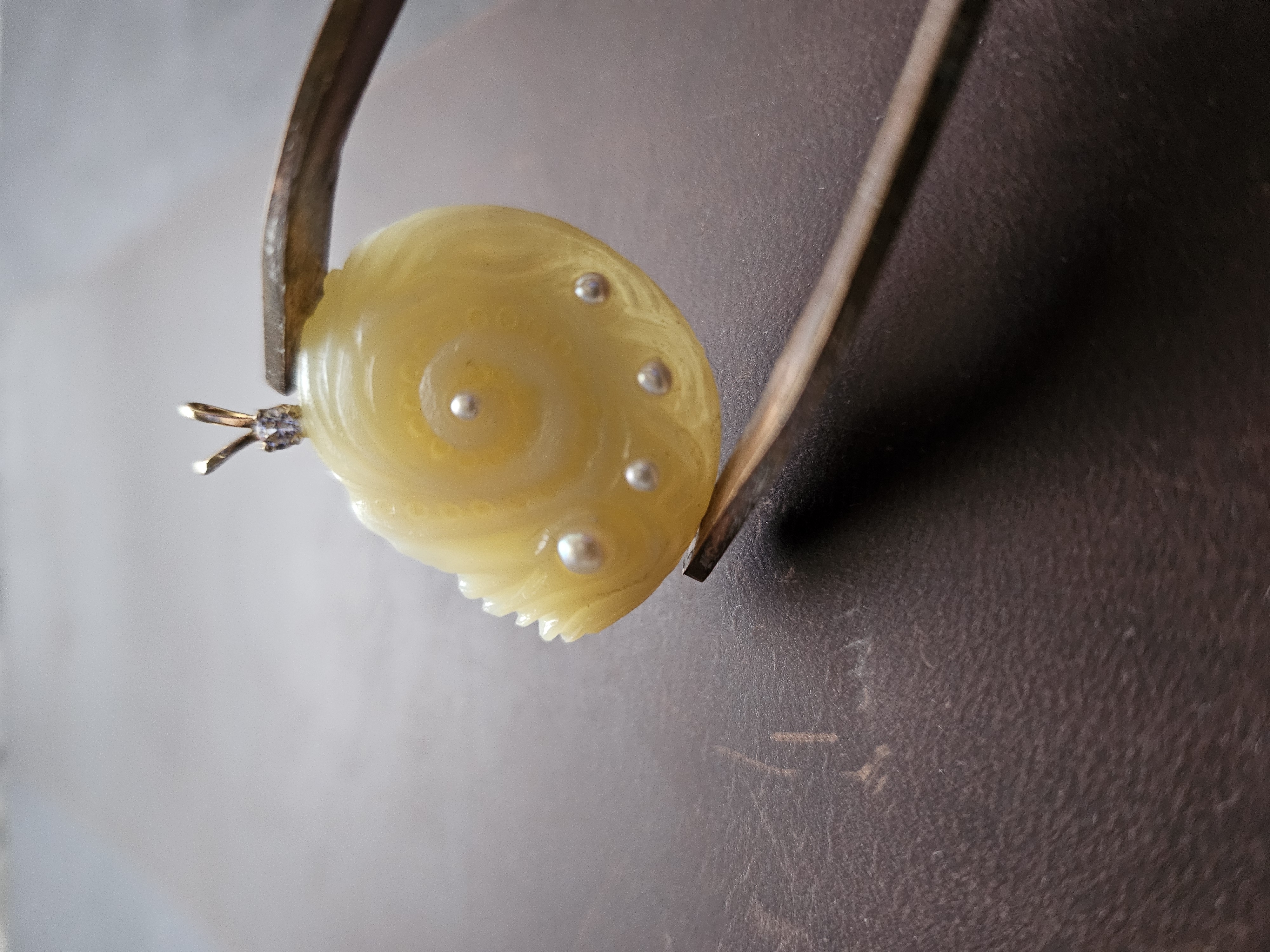 Honey Spiral Shell · Yellow Opal, Pearls & 14k Gold