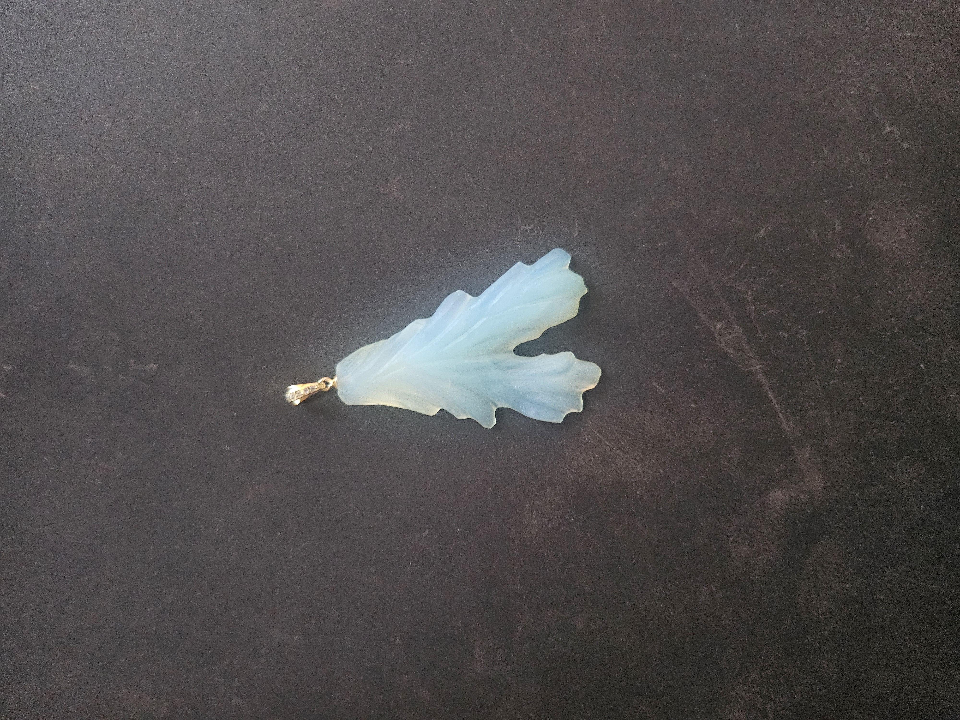 Carved Chalcedony Coral Pendant 