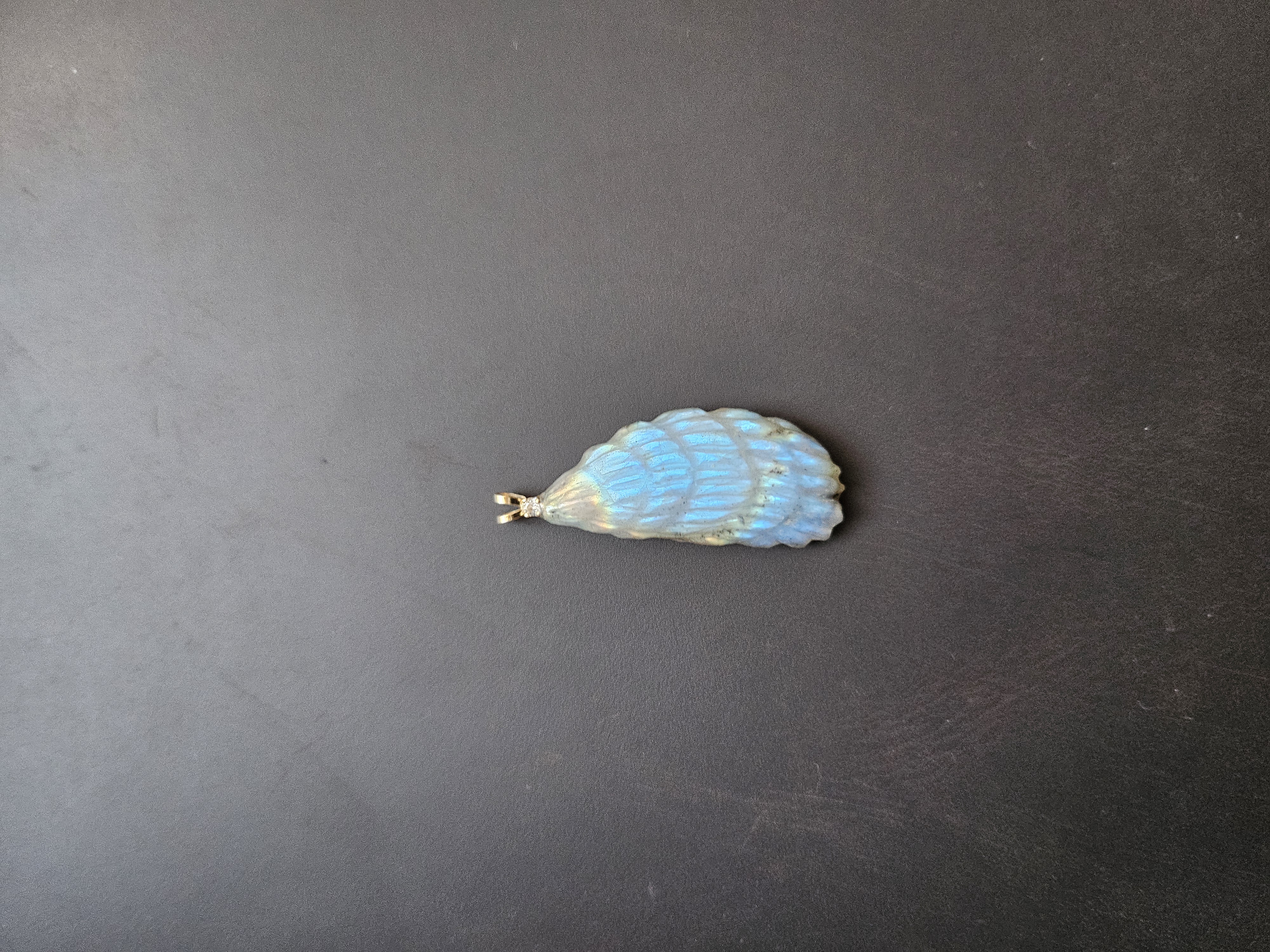 Grey Shell with Blue Light · Labradorite · 14k Gold