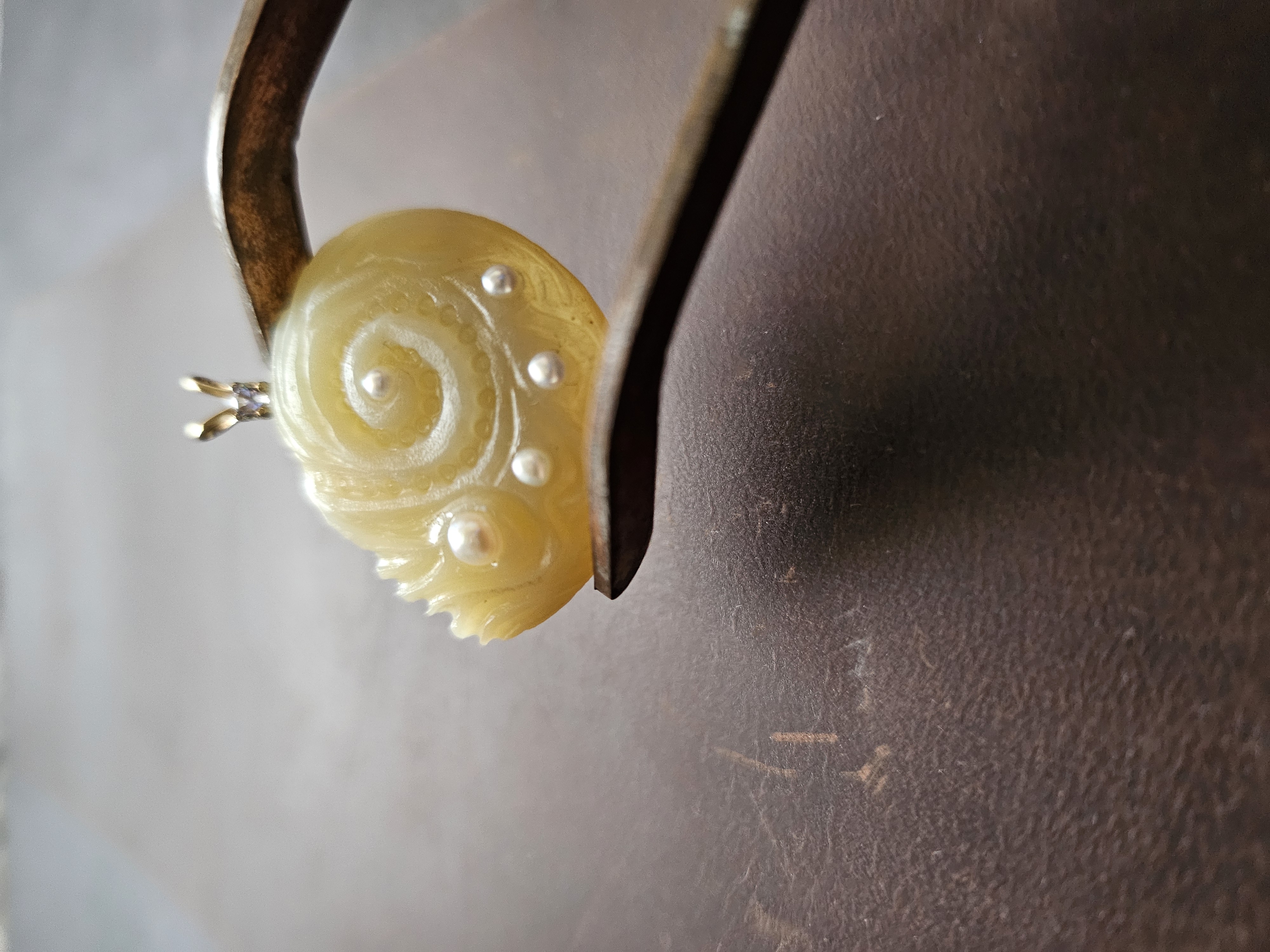 Honey Spiral Shell · Yellow Opal, Pearls & 14k Gold