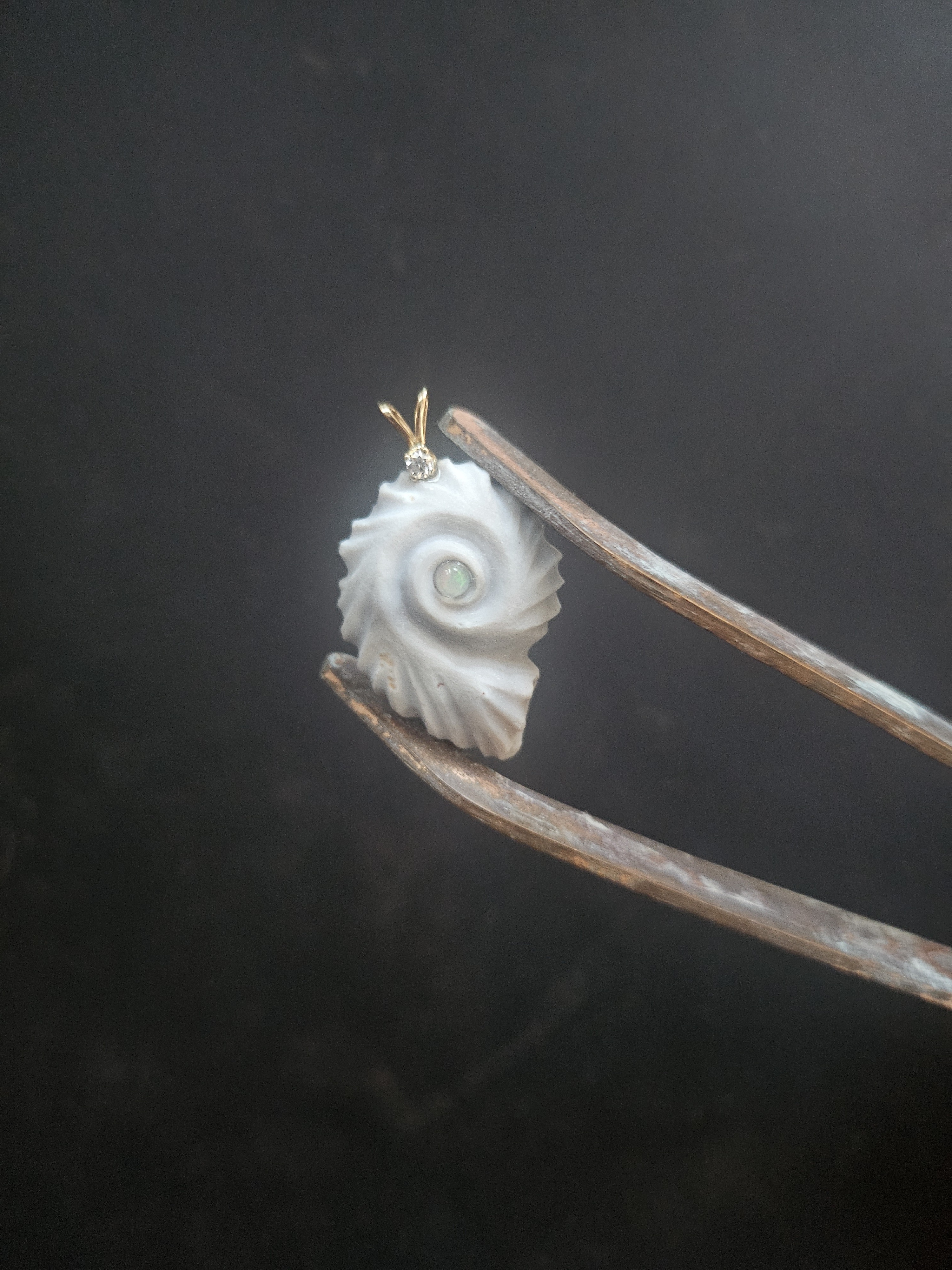 Tactile Spiral · Botswana Agate, Opal & 14k Gold