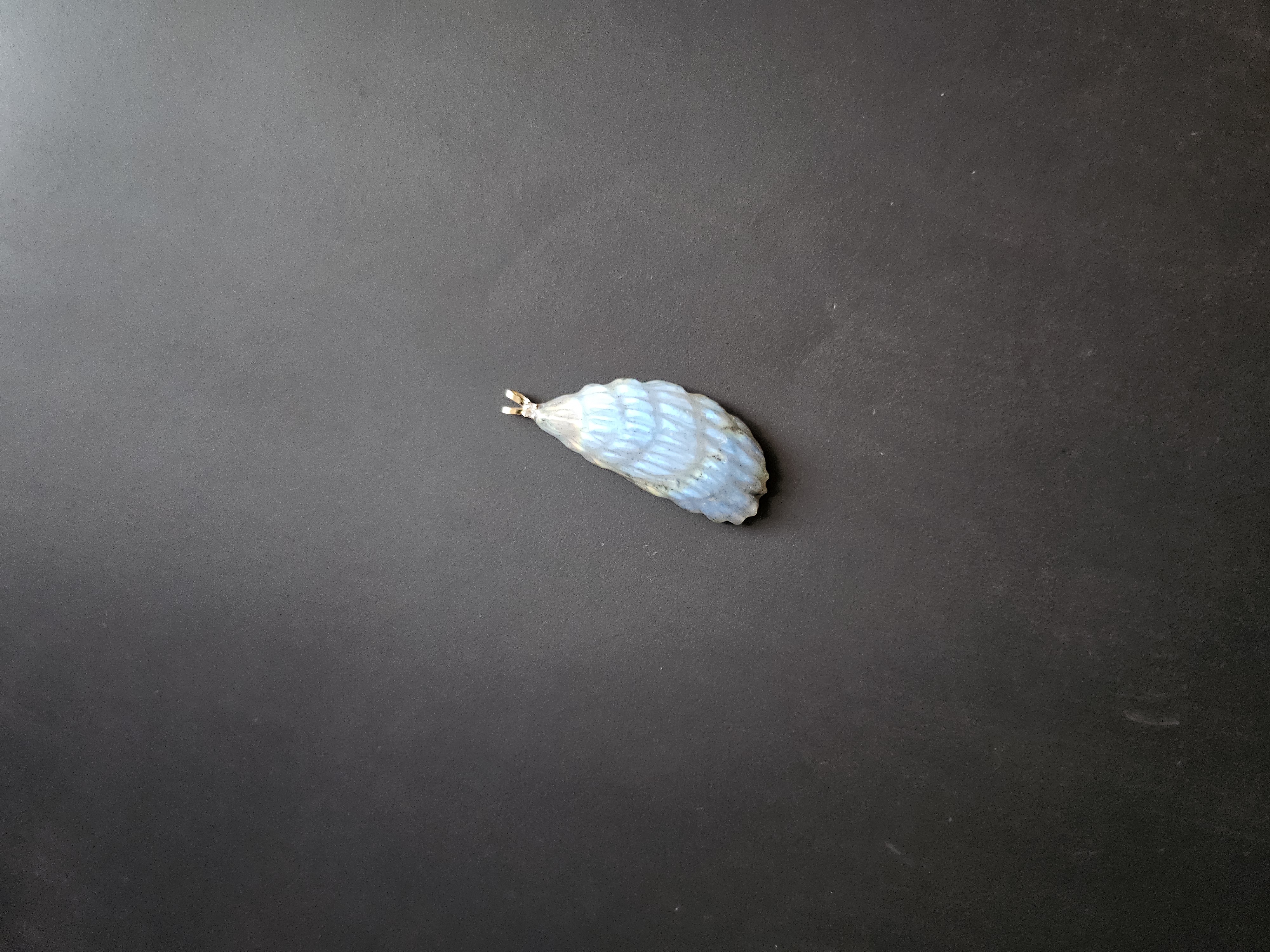 Grey Shell with Blue Light · Labradorite · 14k Gold