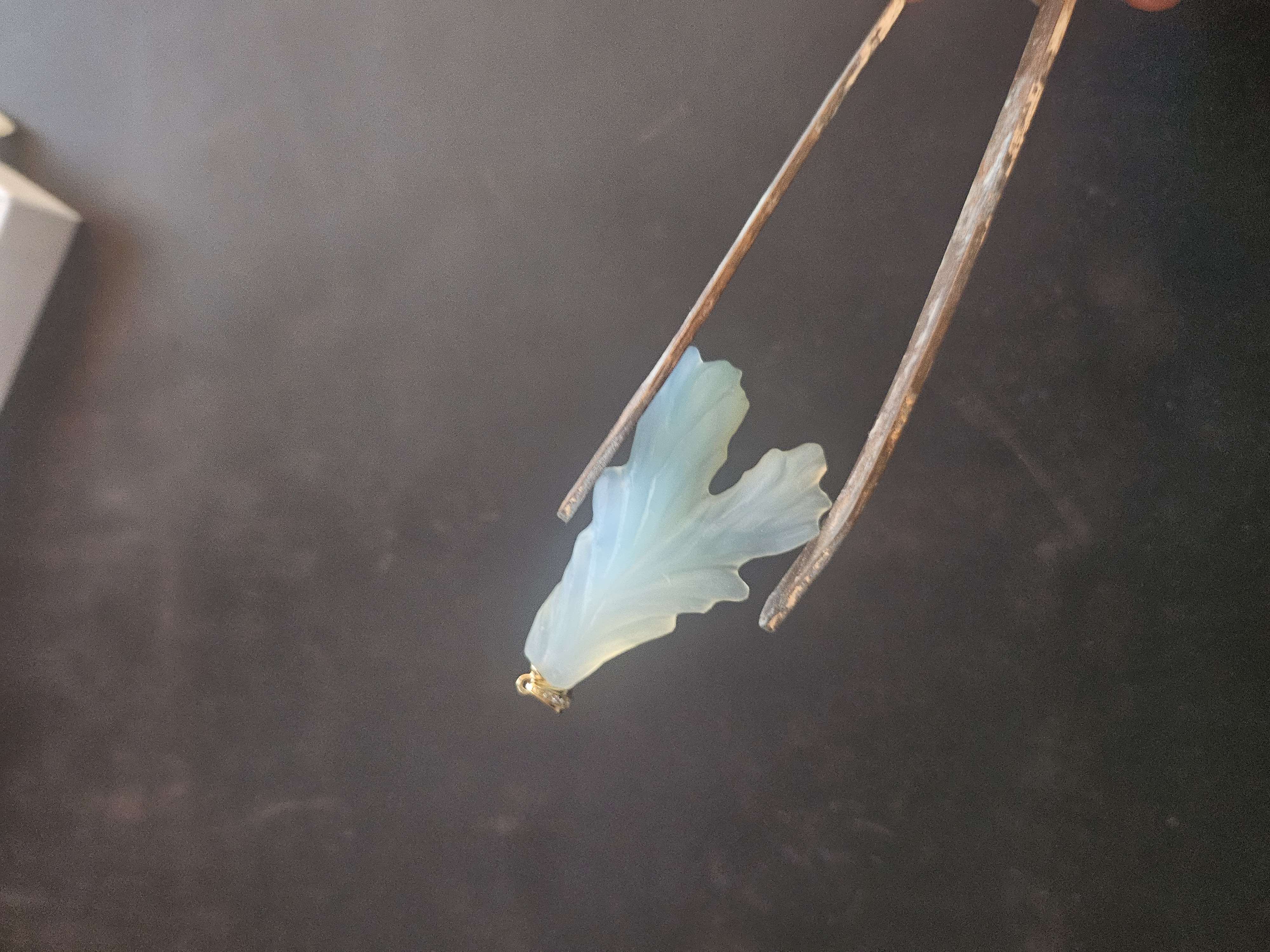 Carved Chalcedony Coral Pendant 