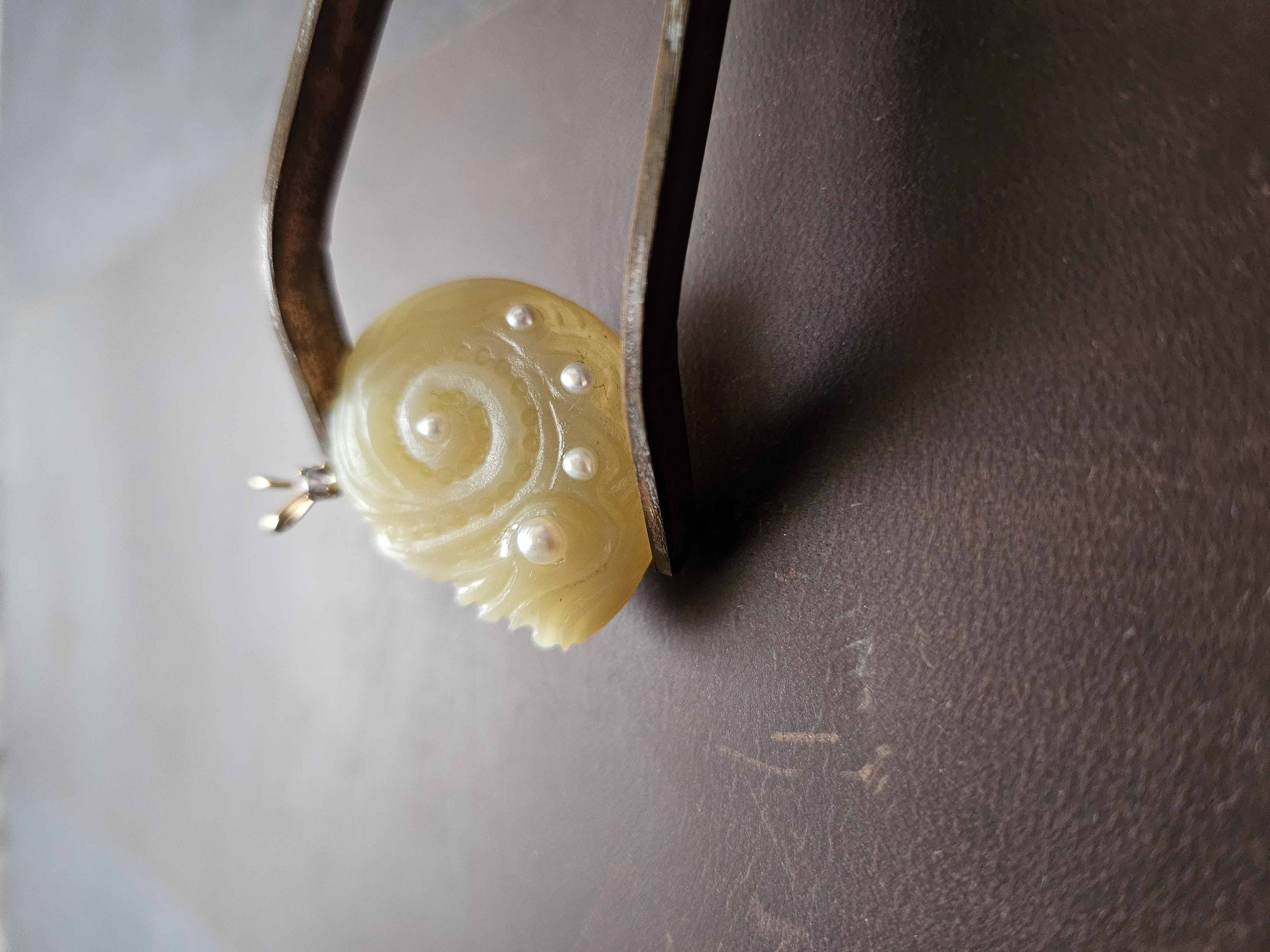 Honey Spiral Shell · Yellow Opal, Pearls & 14k Gold