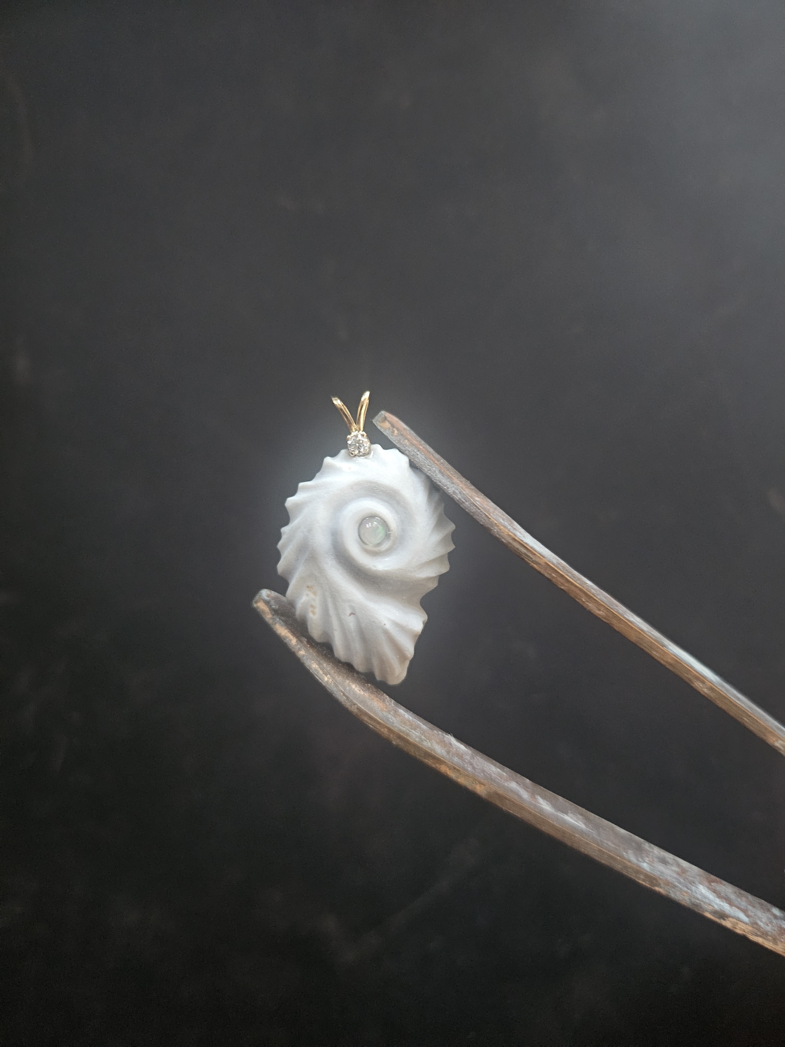 Tactile Spiral · Botswana Agate, Opal & 14k Gold