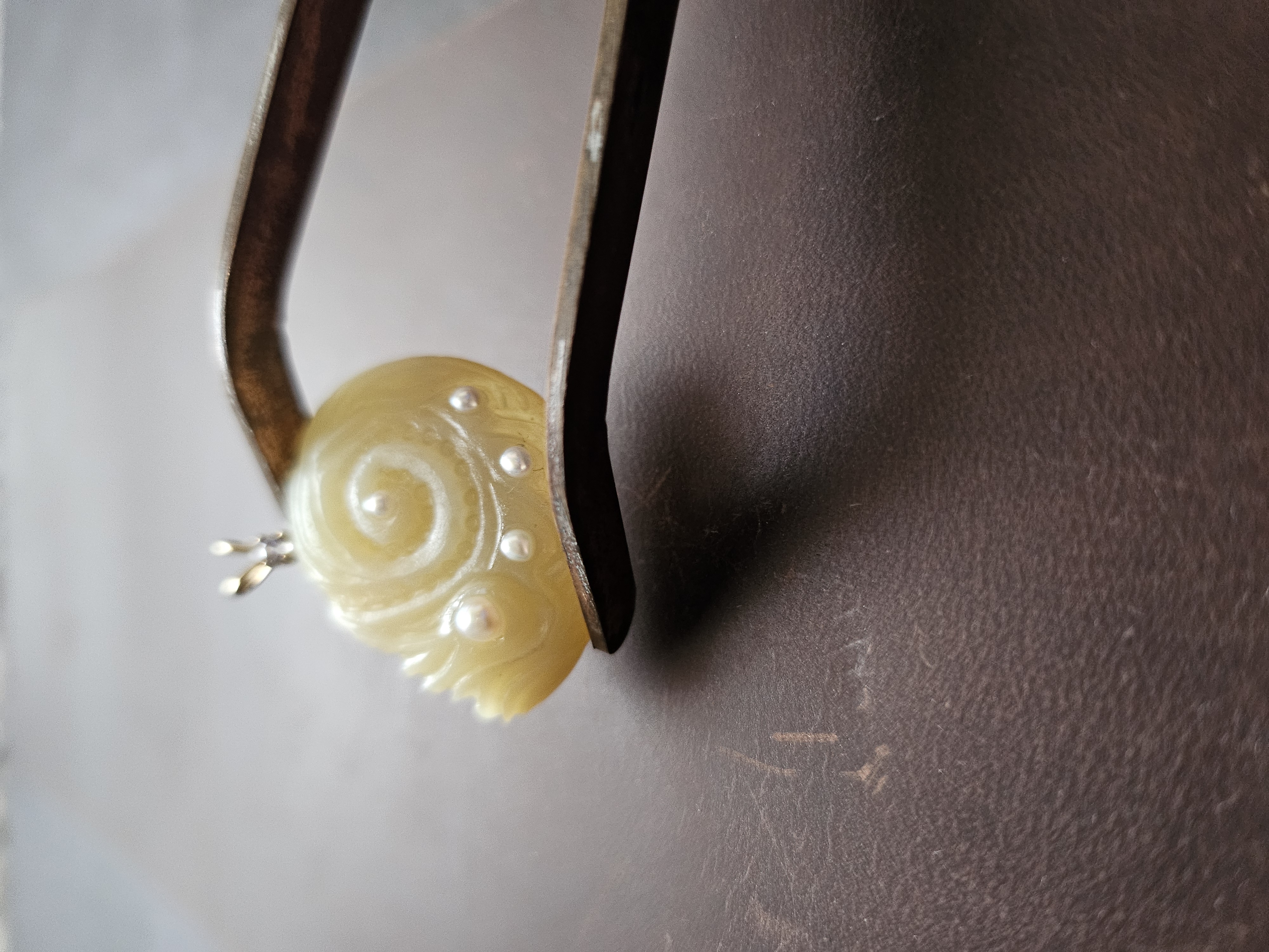 Honey Spiral Shell · Yellow Opal, Pearls & 14k Gold