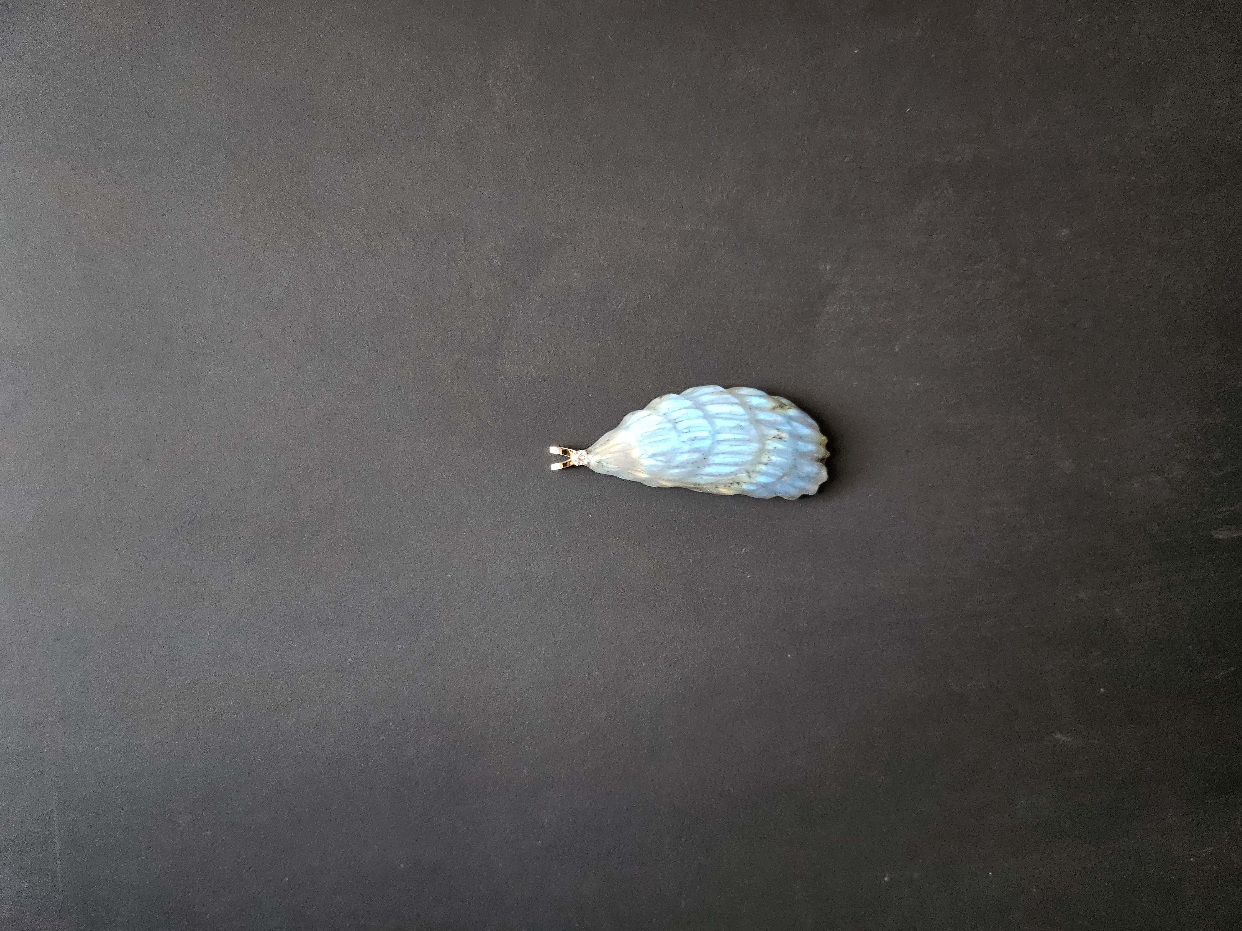 Grey Shell with Blue Light · Labradorite · 14k Gold