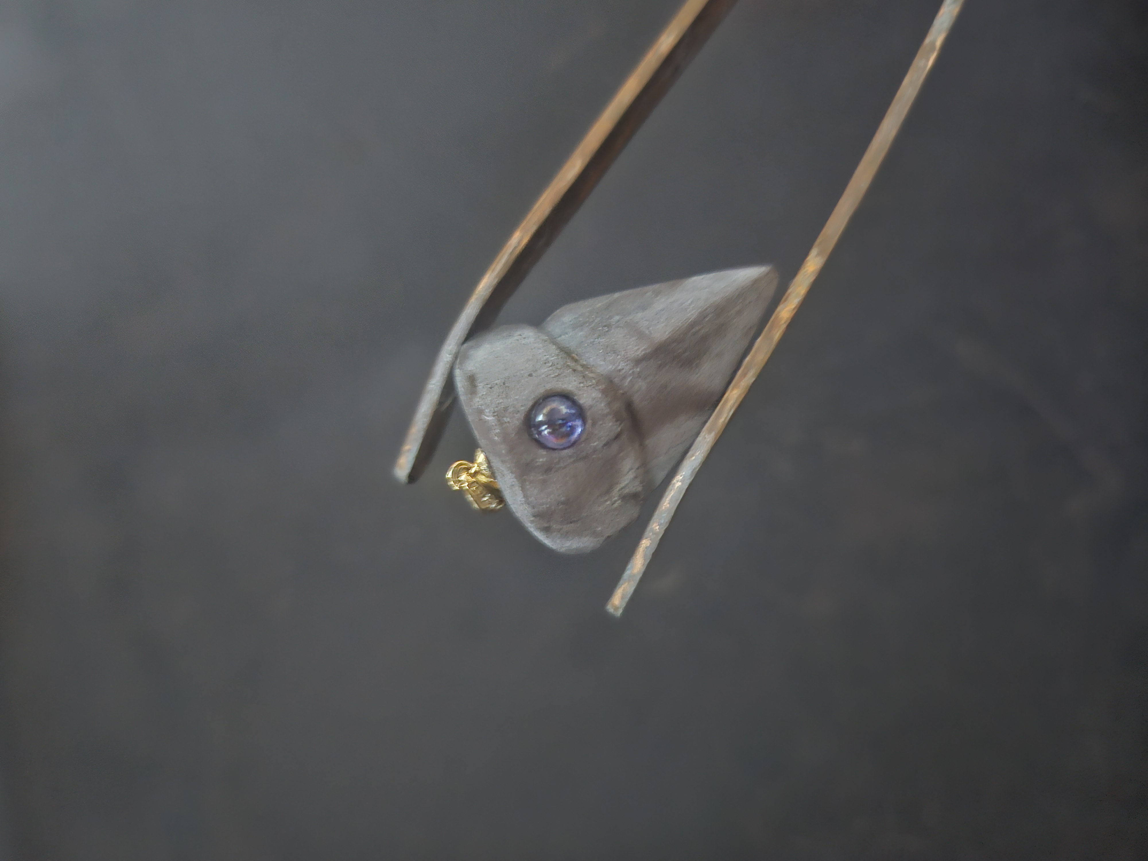 Carved Bonneville Stone Shark Tooth · Tanzanite Pendant