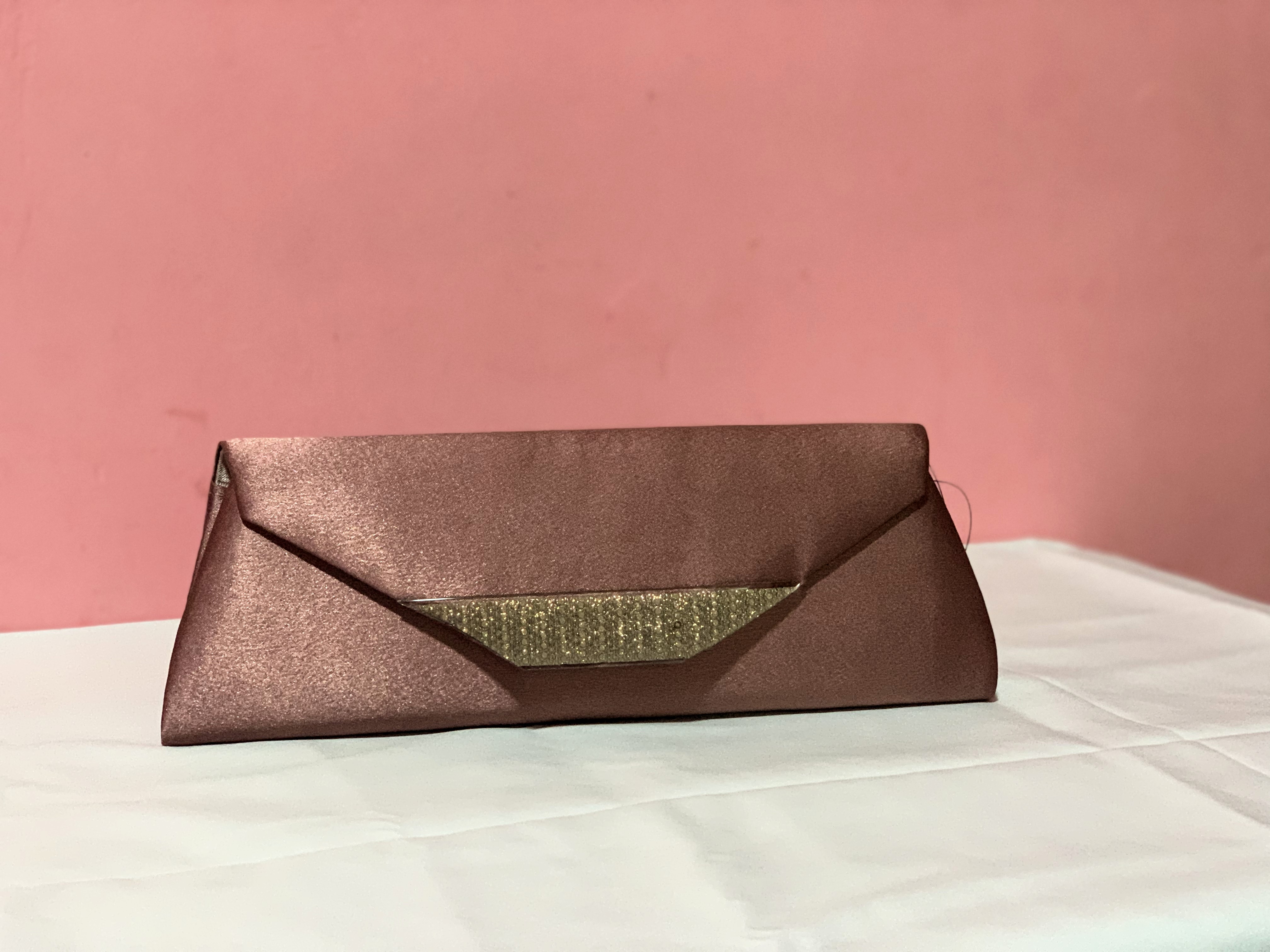 Elegant Plum Satin Clutch with Chain Strap