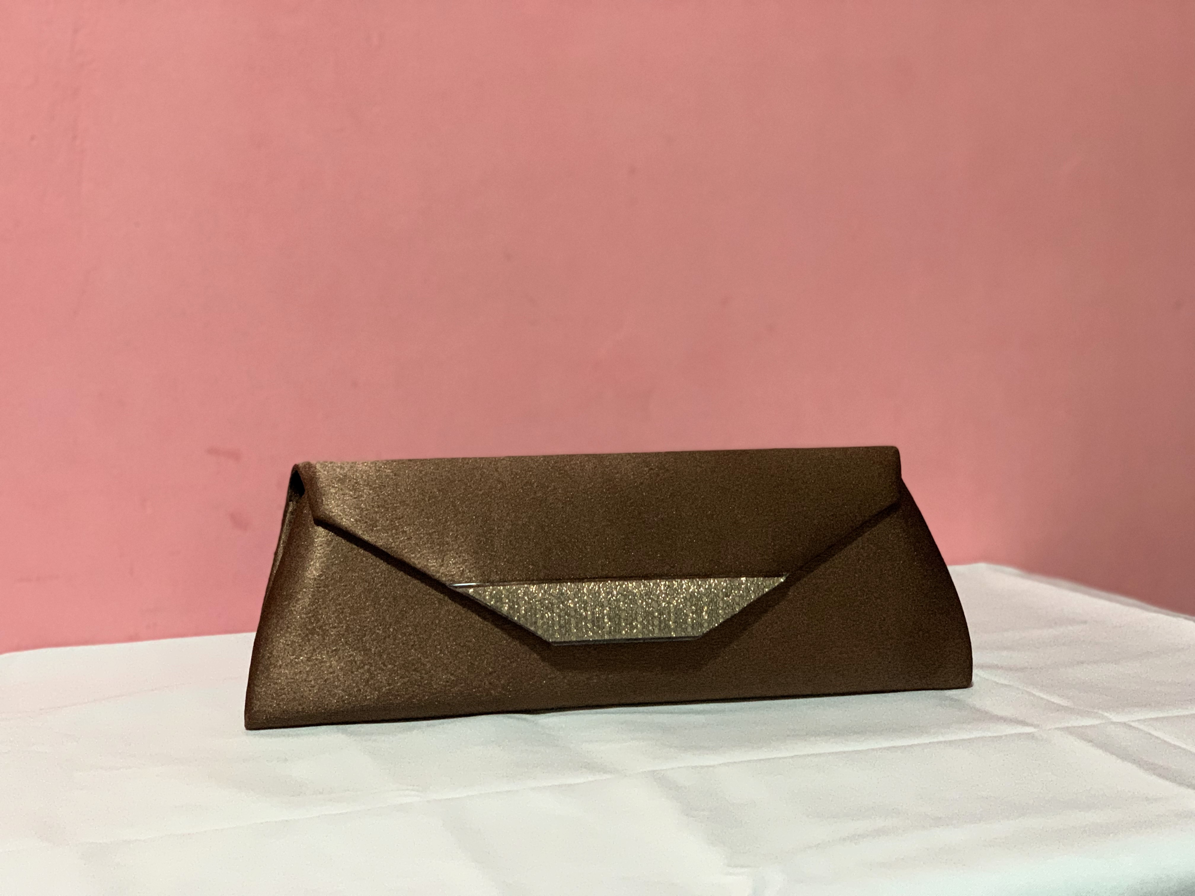 Elegant Plum Satin Clutch with Chain Strap