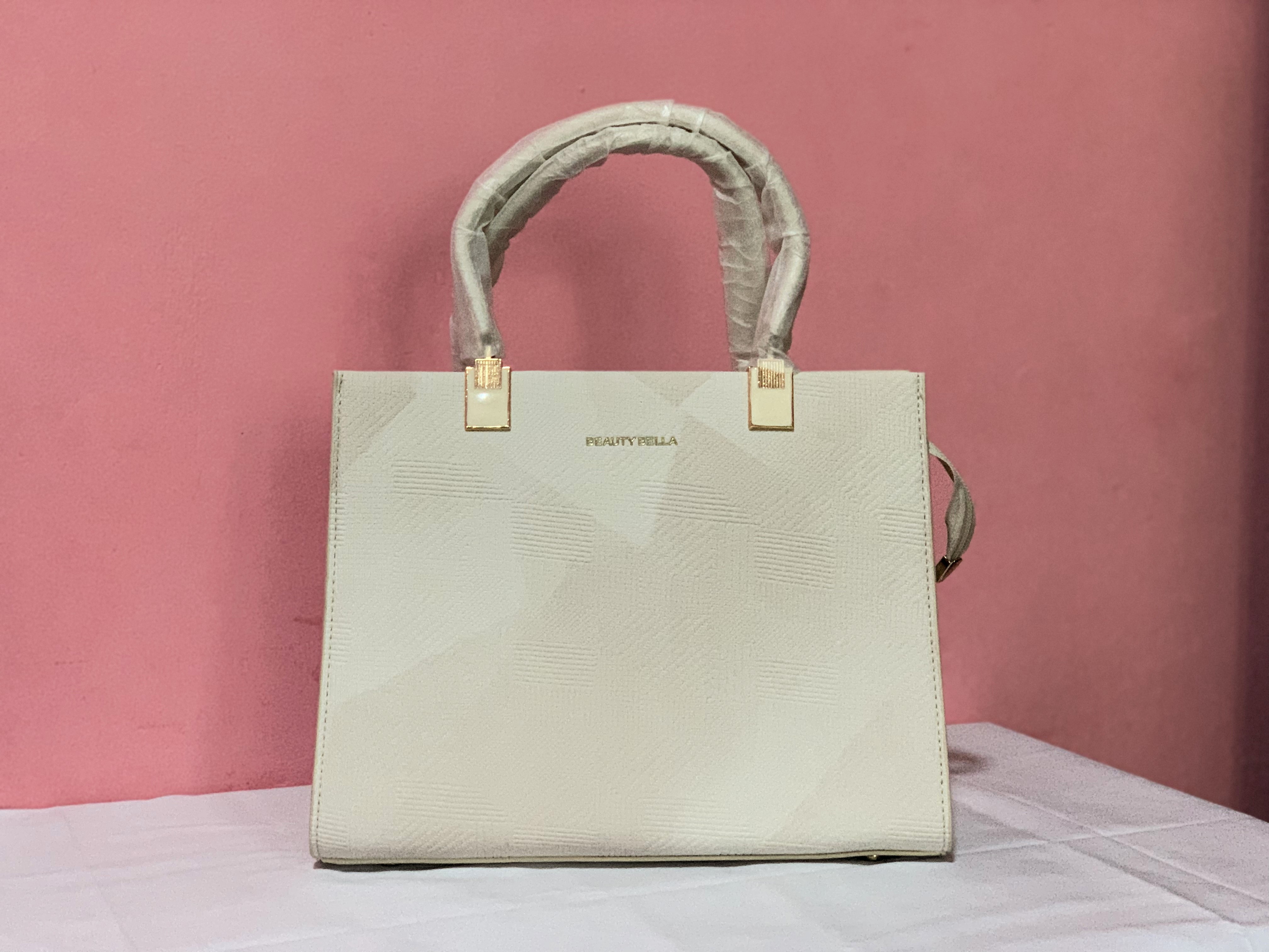 Beauty Bella Chic Cream Handbag with Gold Accents
