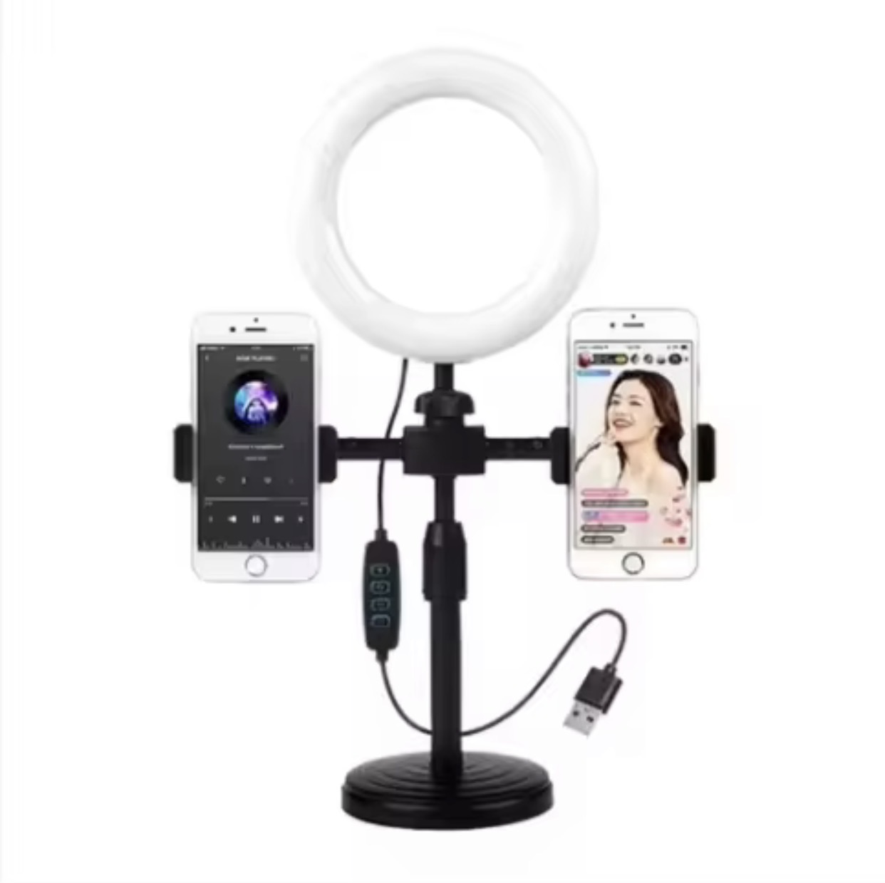 LED Ring Light with Dual Phone Holder