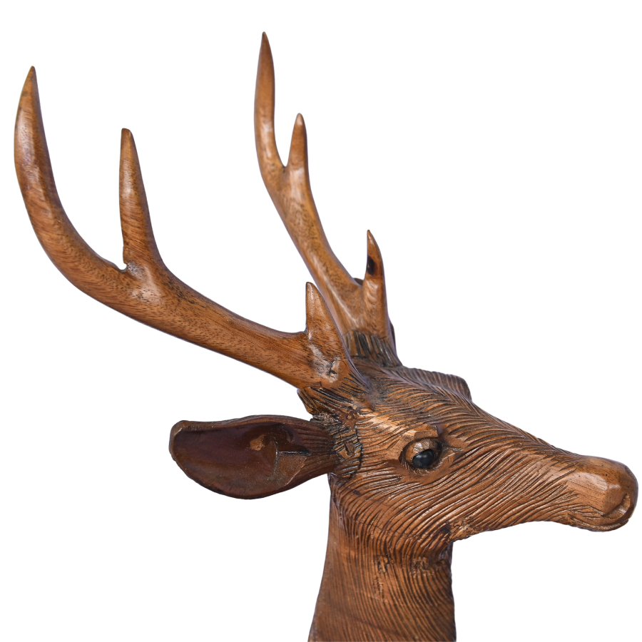  WOODEN DEER STATUE