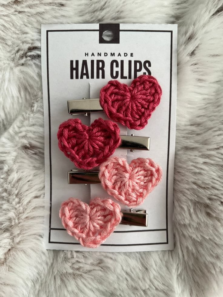 Handmade Heart Hair Clips Set