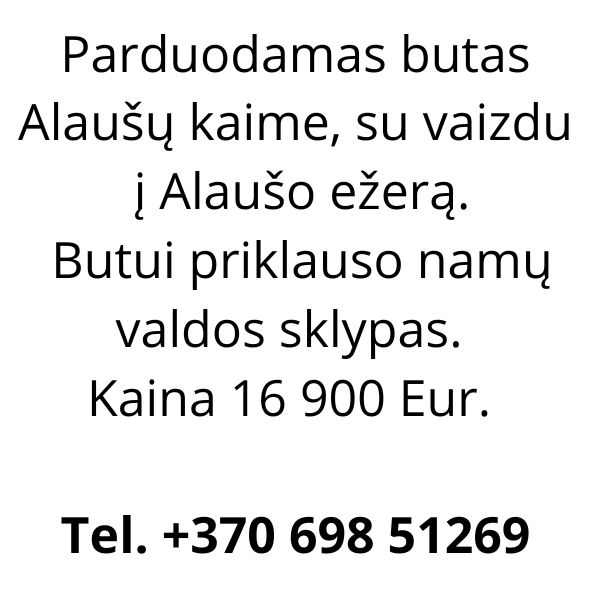 Parduodamas butas su vaizdu į ežerą. Tel. +370 698 51269