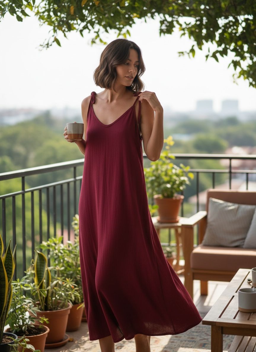 Buldan Karatezgah Dokuması Kırmızı Elbise