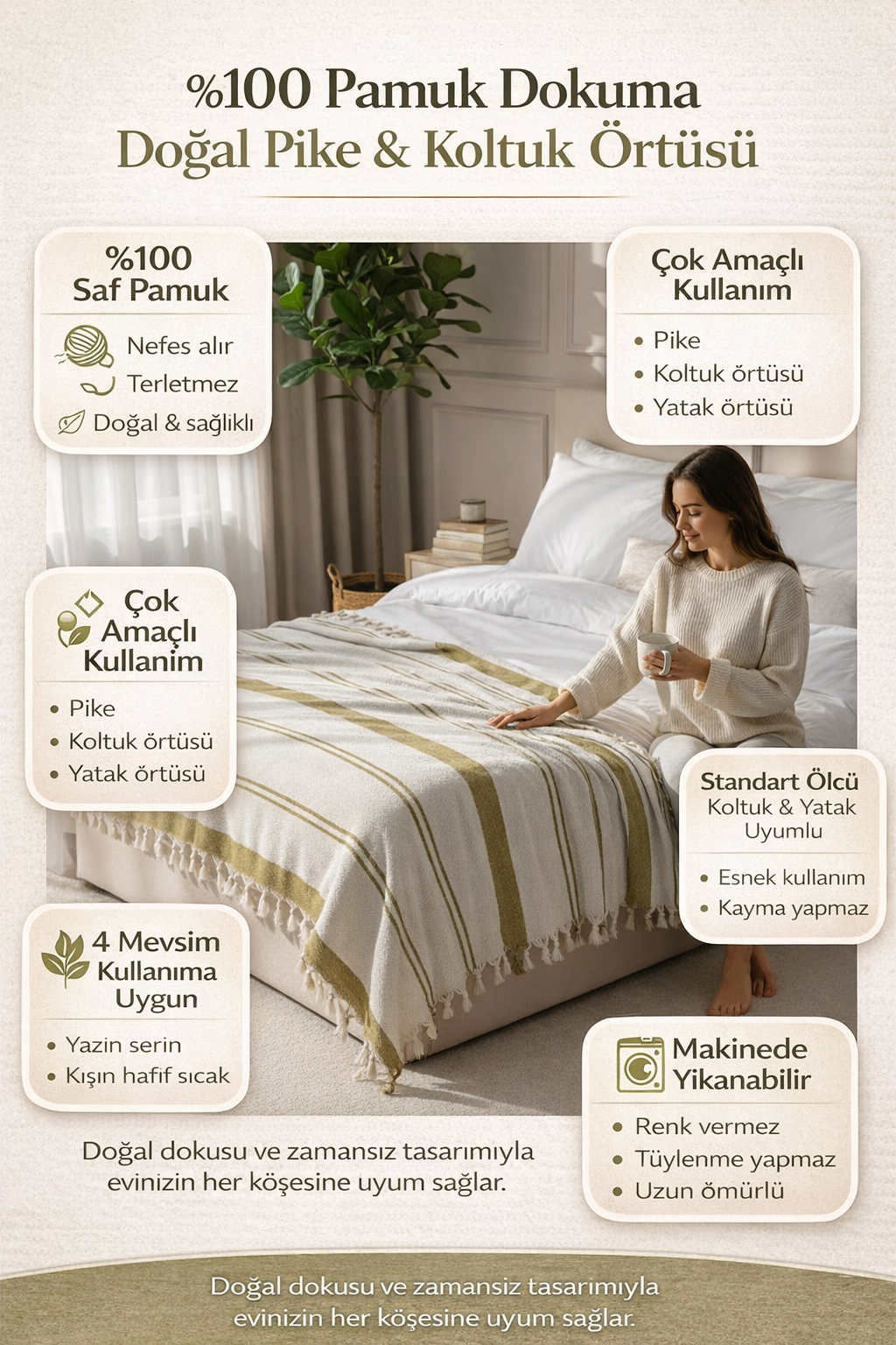 %100 Pamuk Pike Hardal