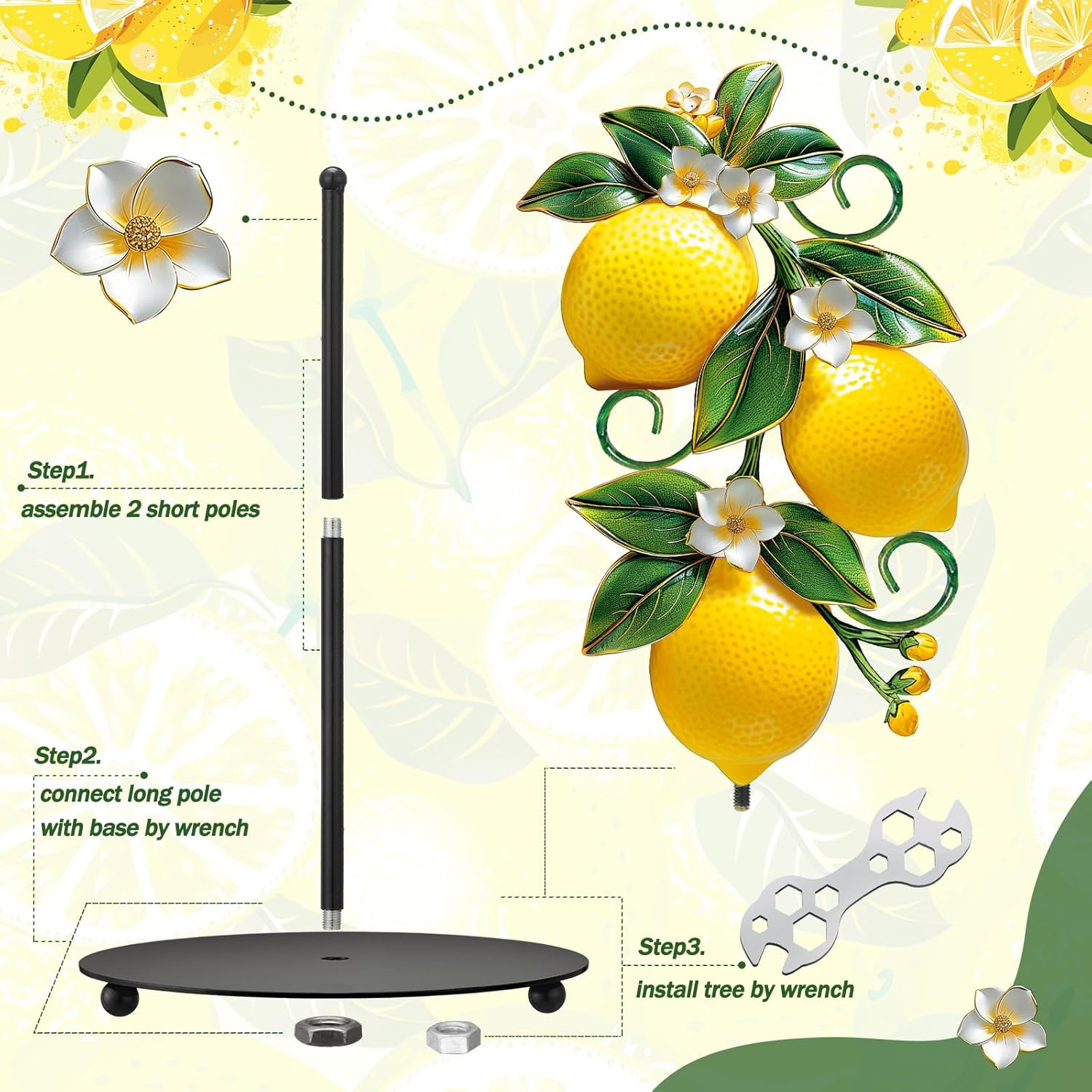 Lemon Blossom Paper Towel Holder, with Round Base Lemon Bathroom Décor Rustic Housewarming Gifts Dispenser Kitchen Paper Holder Stand for Christmas Yellow Countertop Toilet Home Accessories