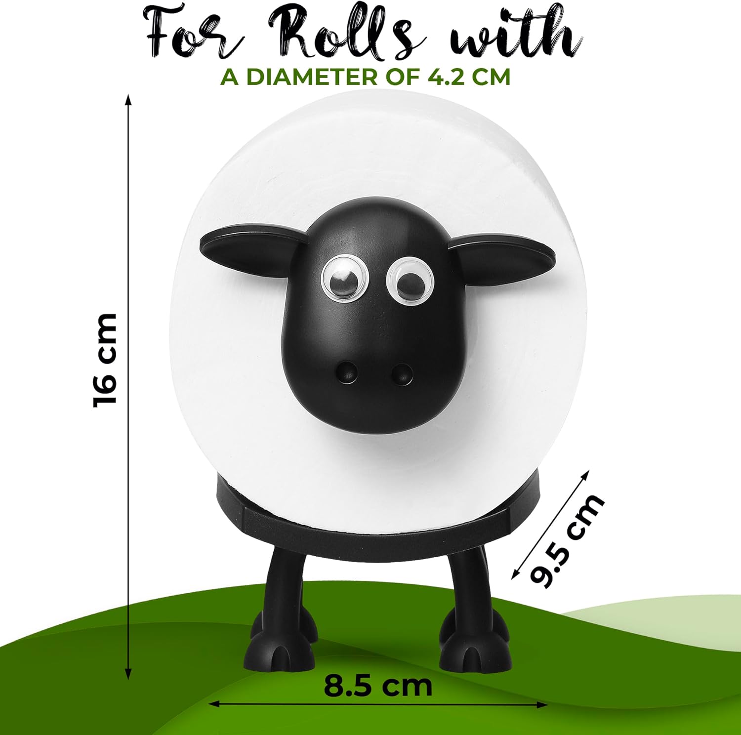 Sheep Toilet Paper Holder Set, 3-Pack, Black Sheep Funny Bathroom Decor, Free Standing Cute Animal Toilet Paper Organizer, Unique Bathroom Accessories, Modern Farmhouse Decor, No Assembly, Gift-Ready