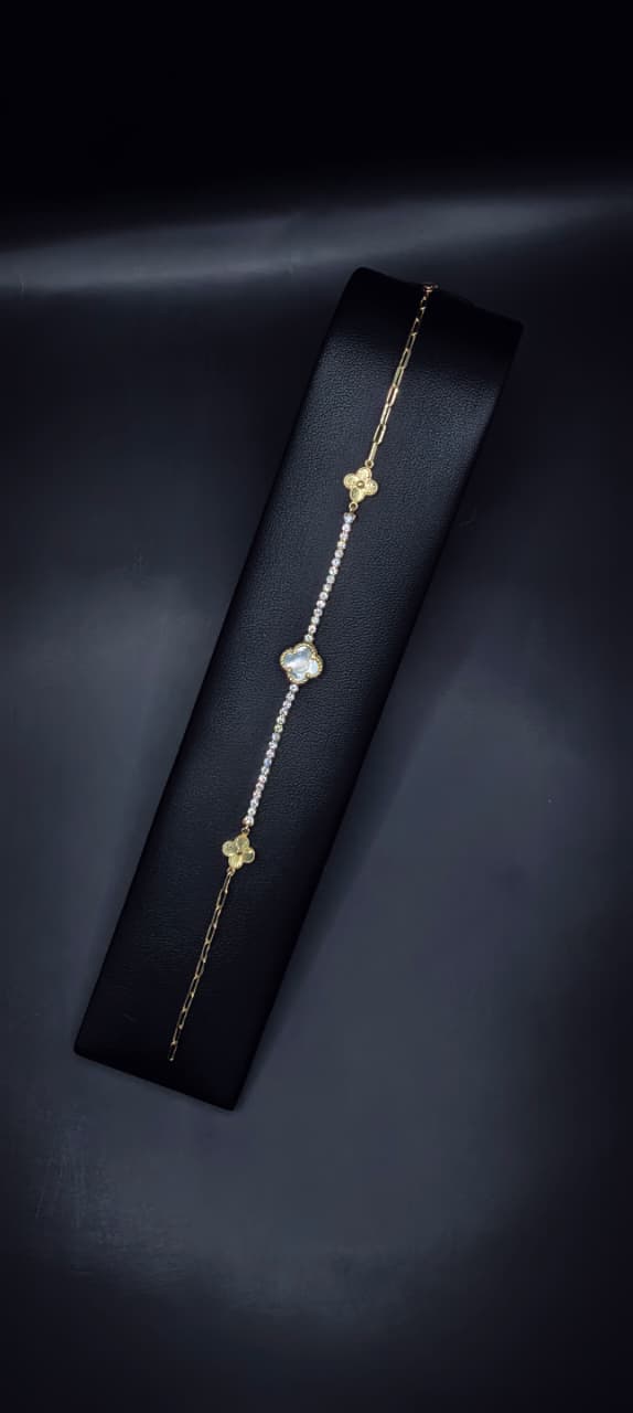 Pulso Tenis con Tréboles (Estilo Van Cleef - 3 Tréboles)