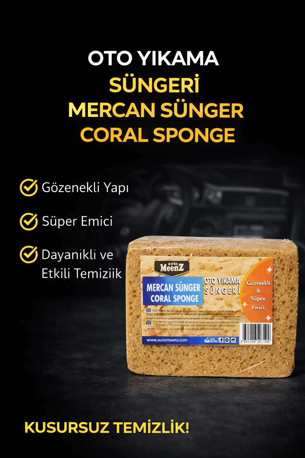 AutoMeenZ Oto Yıkama Süngeri Mercan 