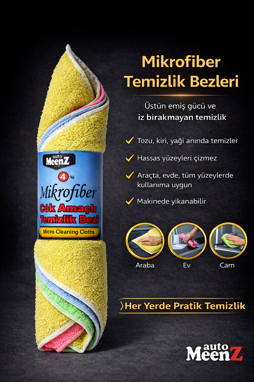 AutoMeenZ Mikrofiber 4 Lü Bez