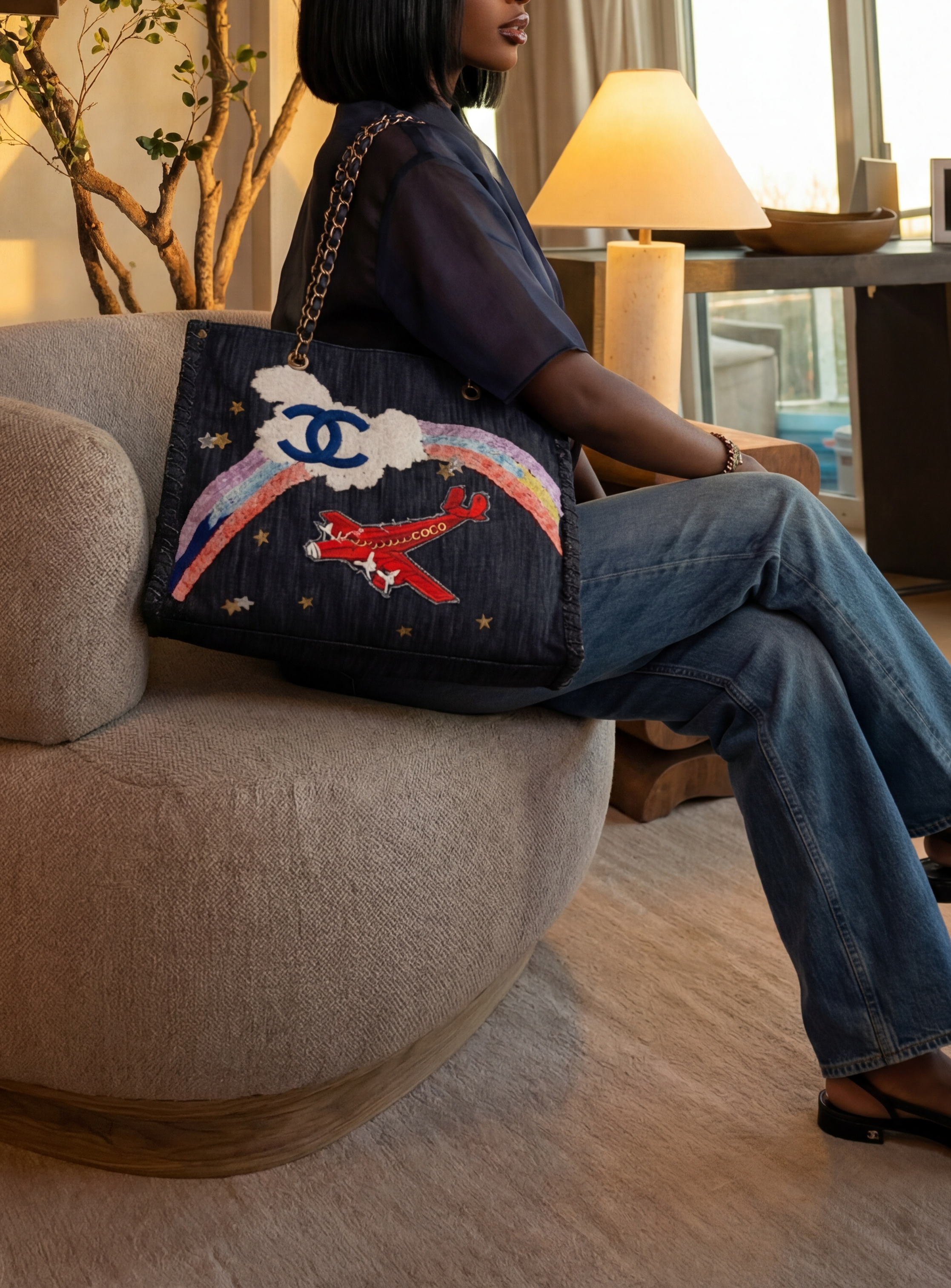 CHANEL NO. 10 - DENIM NIGHT FLIGHT TOTE BAG (2005-2006)