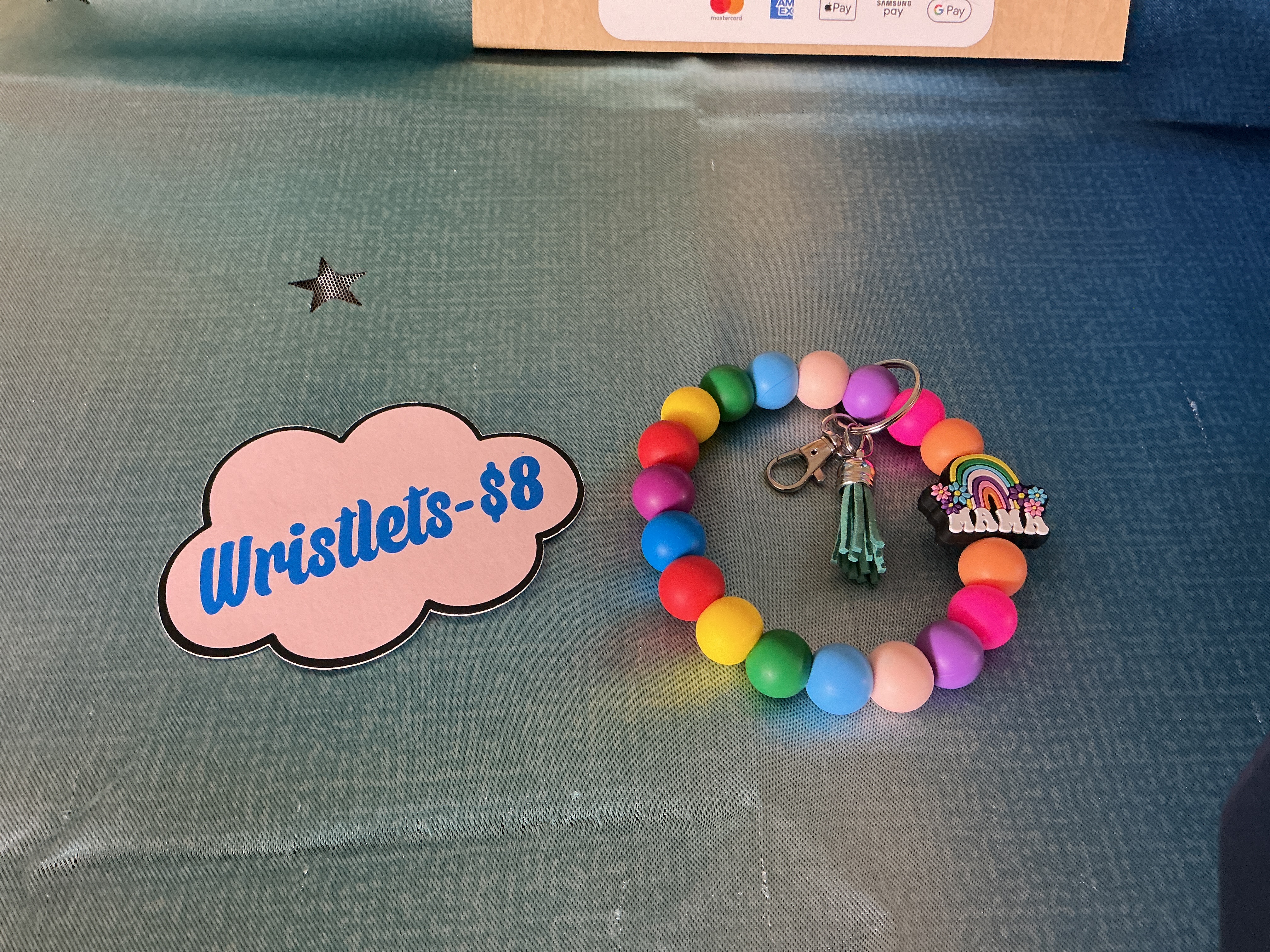 Mama Rainbow Beaded Wristlet