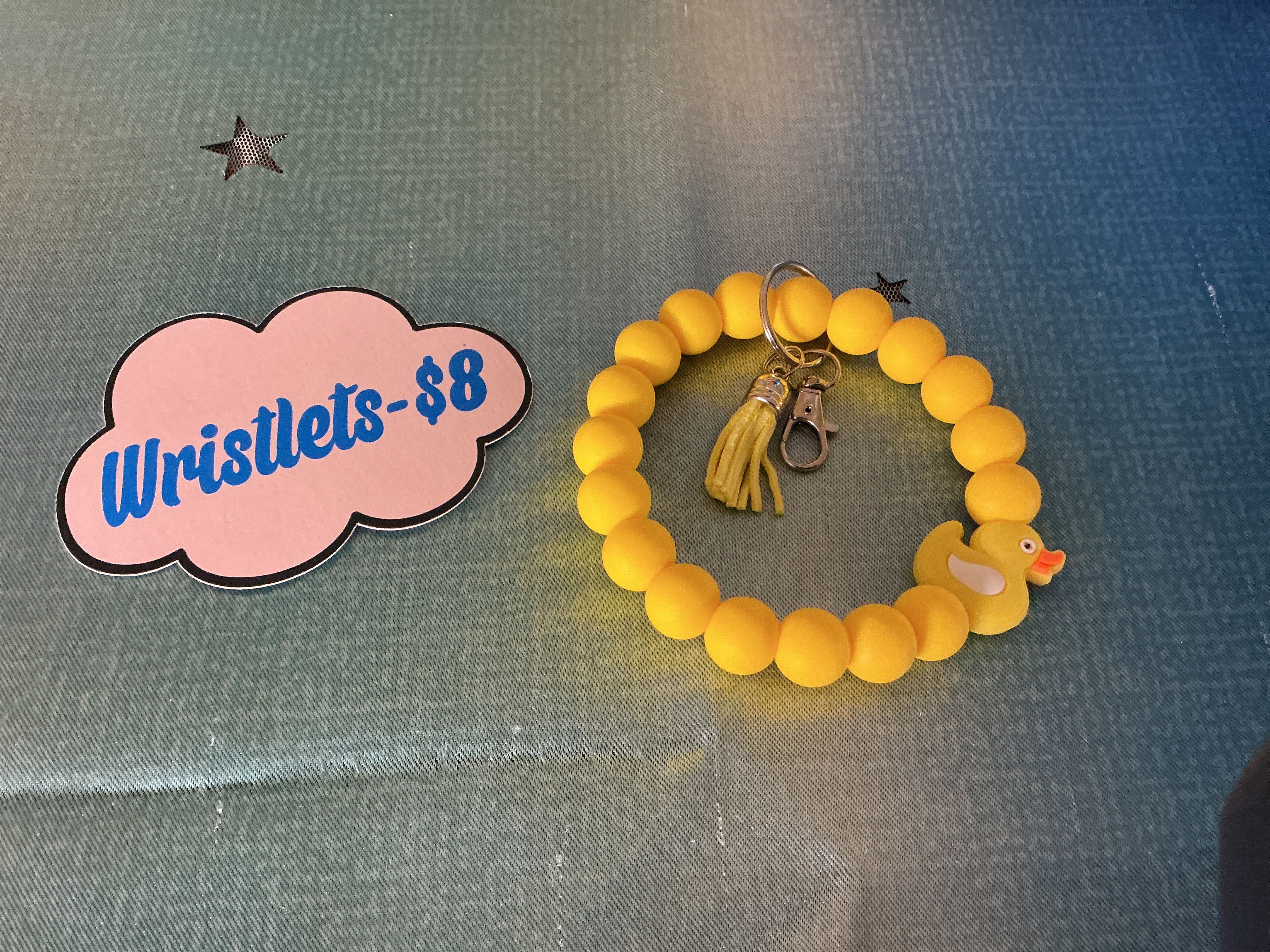 Yellow Beaded Duck Wristlet