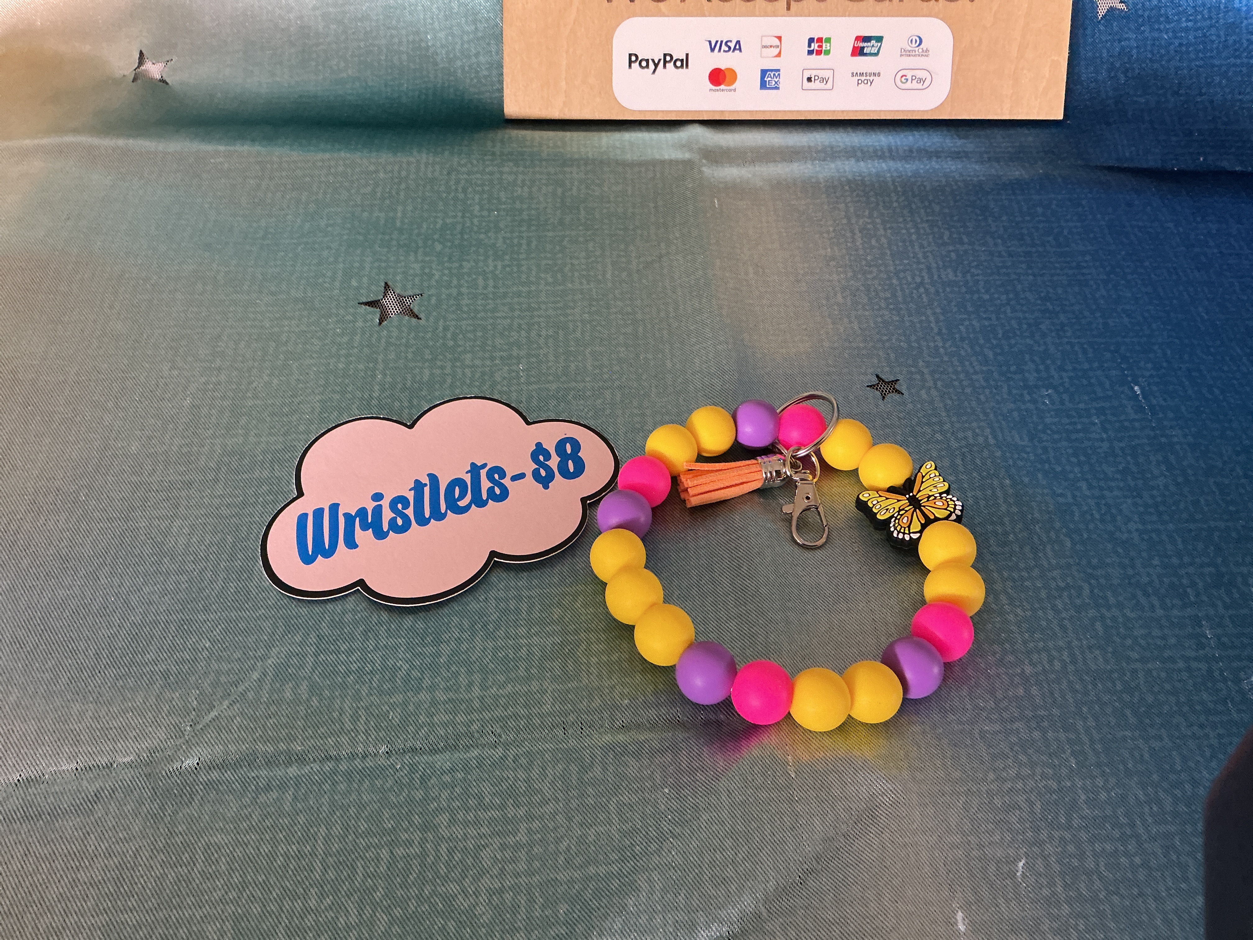 Yellow Butterfly Beaded Wristlet