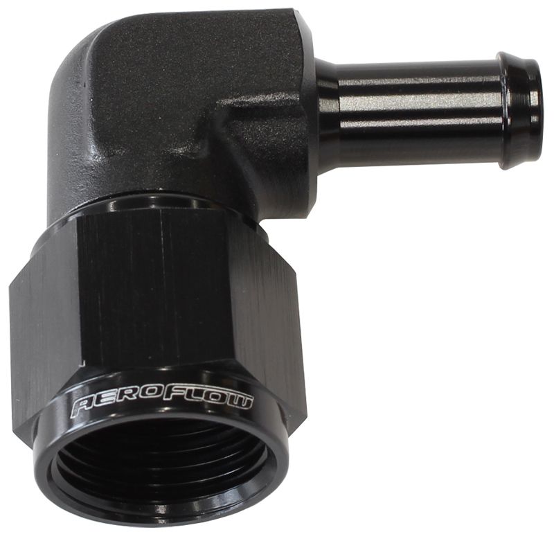 Female Hose End to Barb Fitting - 90 Degree - Black 