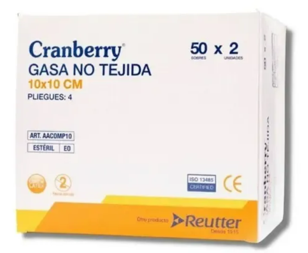 Gasa No Tejida Cranberry 10x10 cm