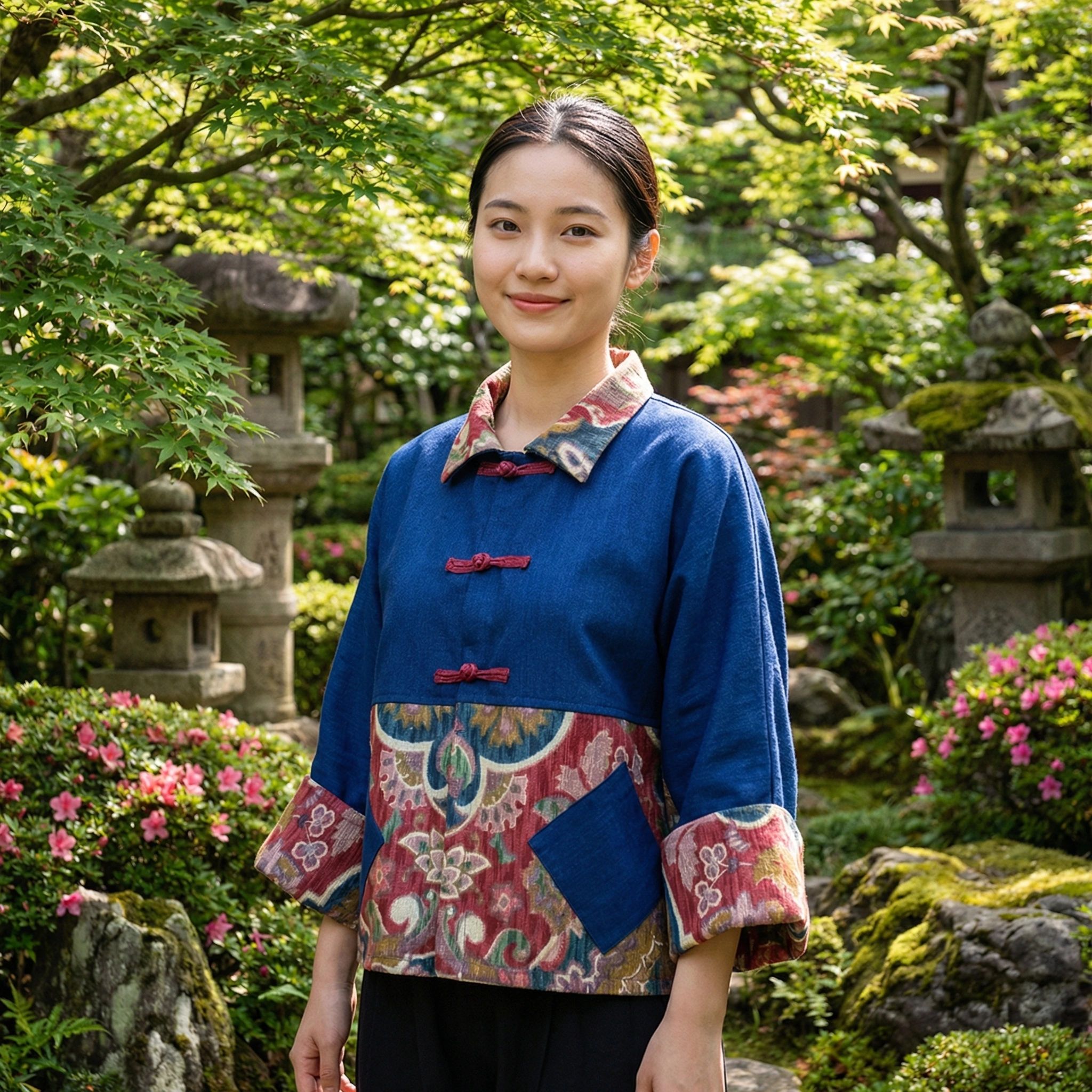 Ying Kimono in Burgundy and Denim