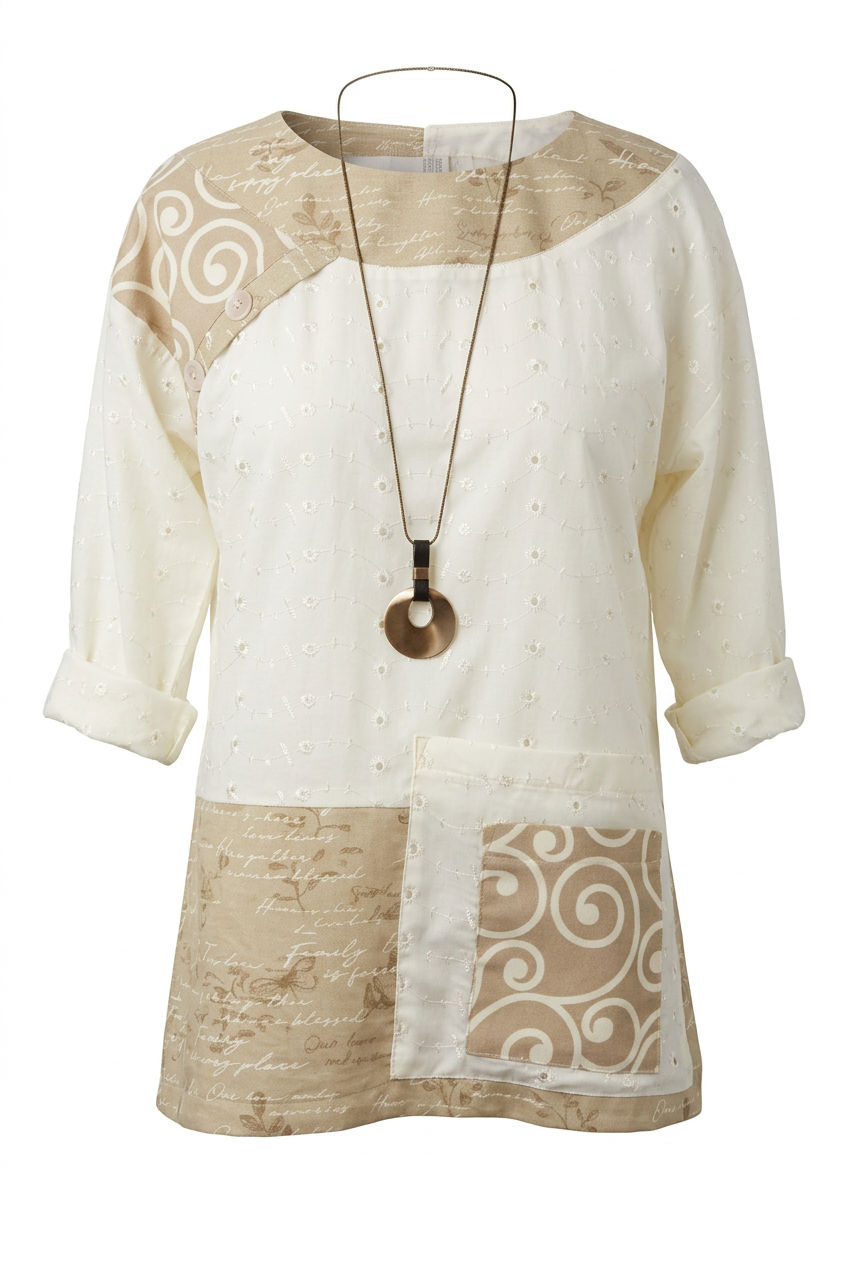 Murano Tunic in Driftwood & Cream