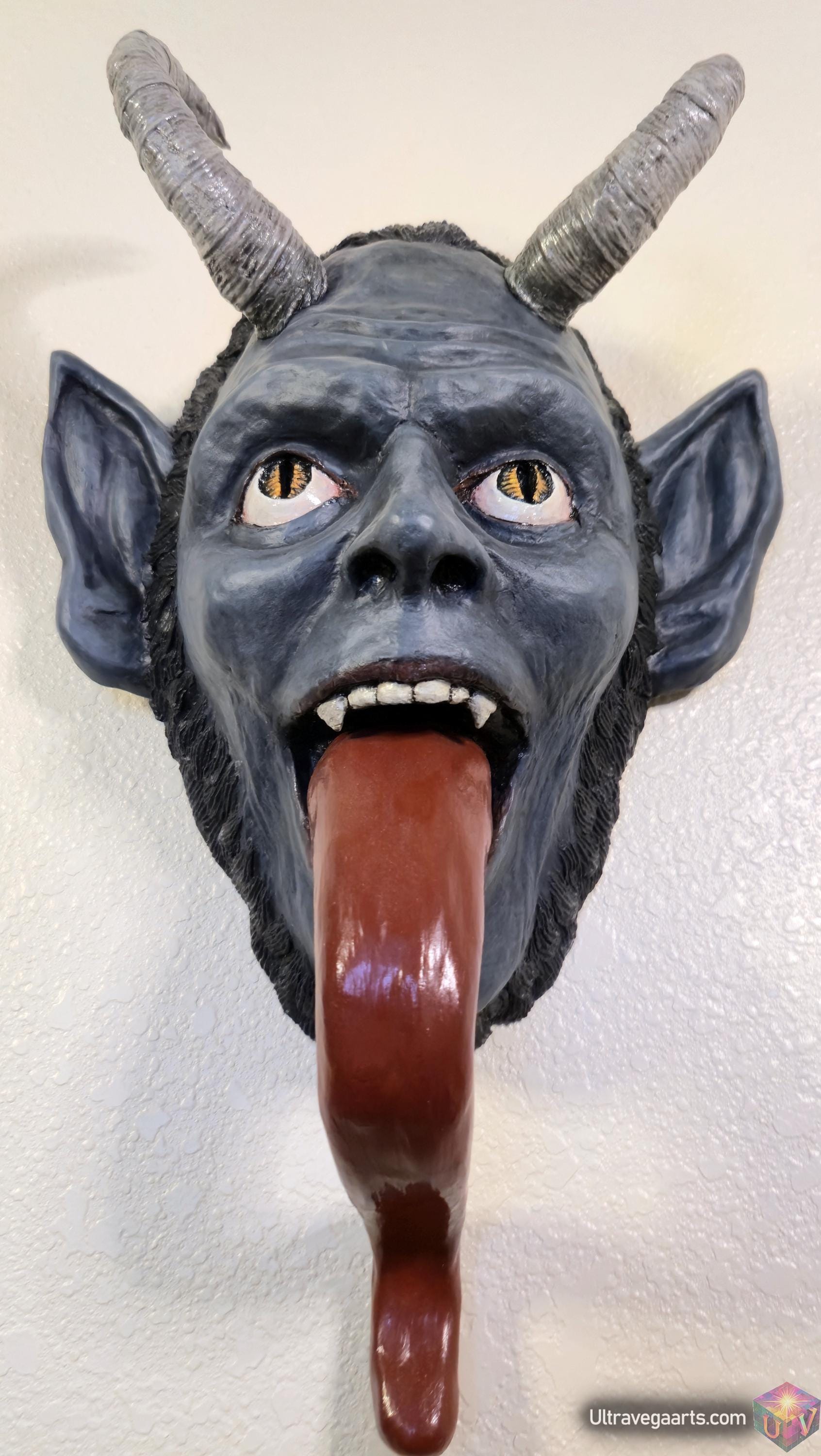 Krampus Day Mask, Paper Mache Wall Hanging Mask