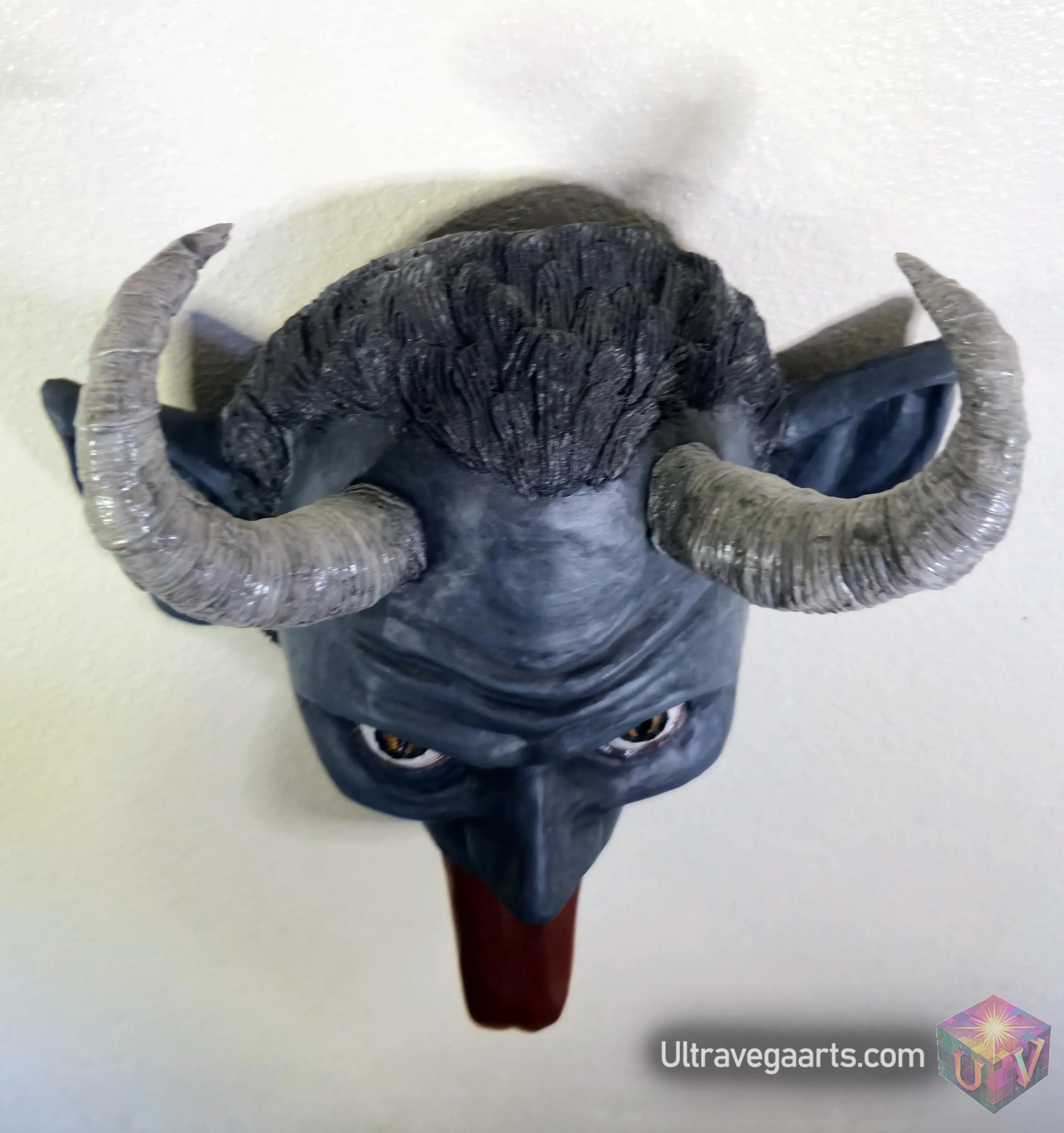 Krampus Day Mask, Paper Mache Wall Hanging Mask