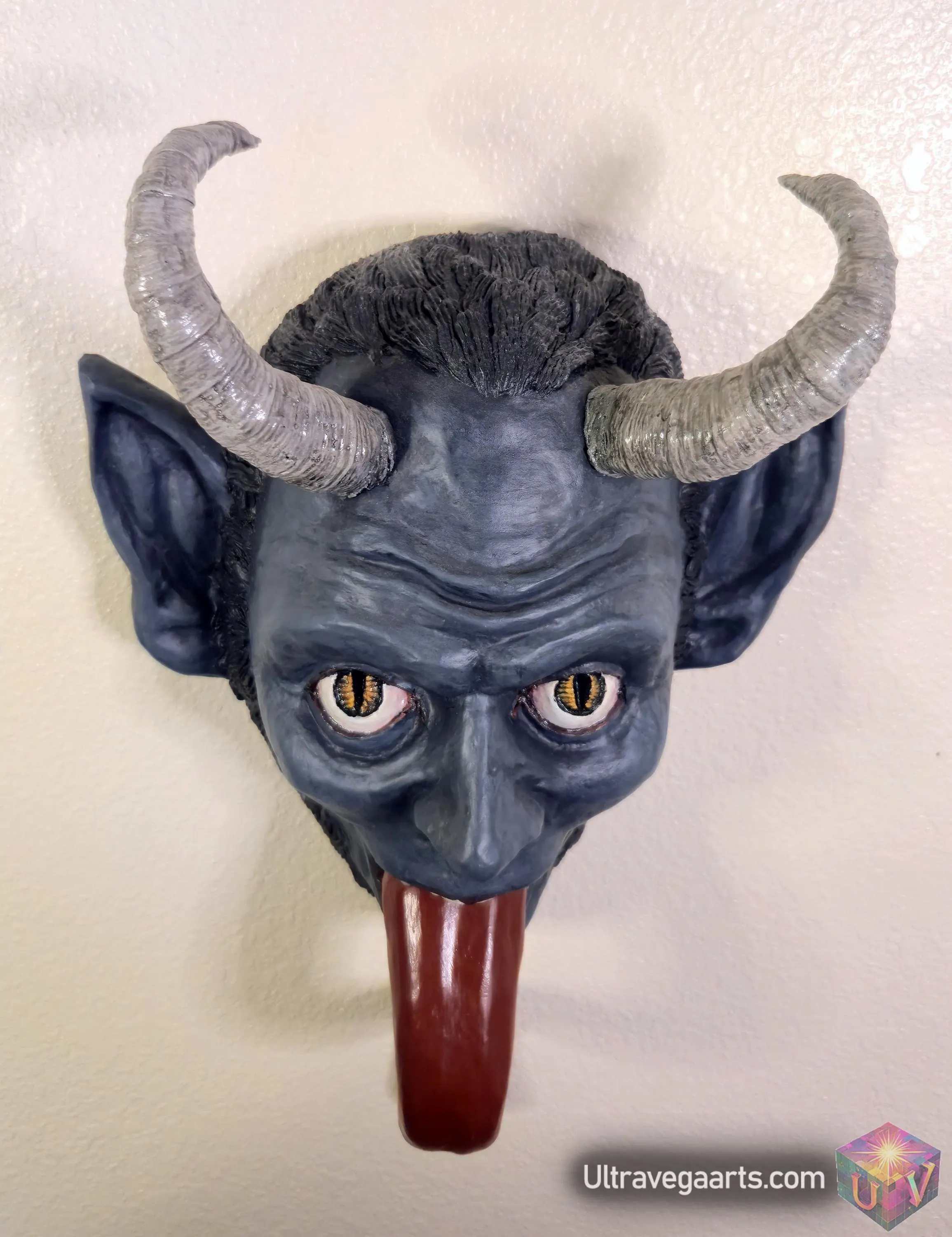 Krampus Day Mask, Paper Mache Wall Hanging Mask