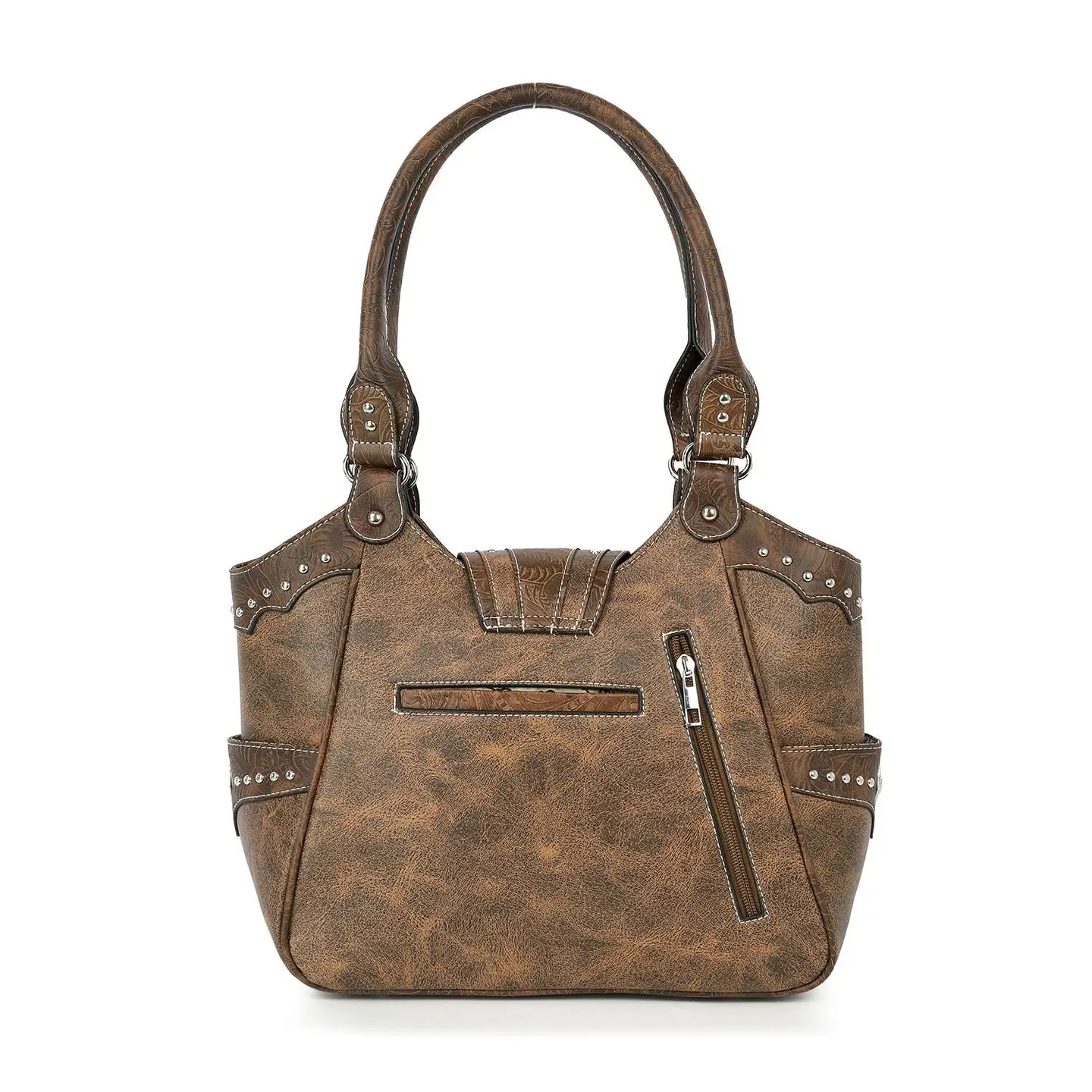 Western Buckle Design Embroidered Shoulder Bag