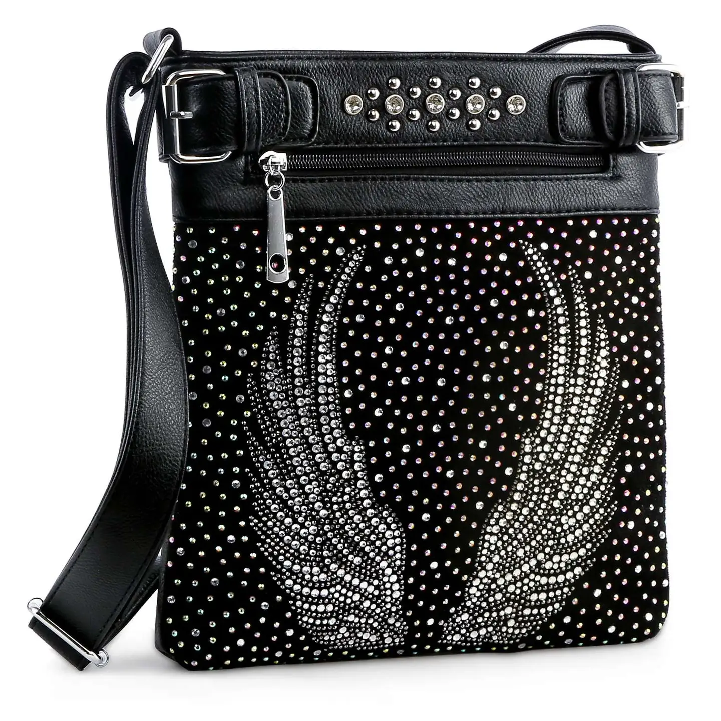 Wings Design Rhinestone Crossbody Sling
