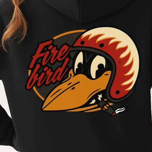 T-Shirt Crewneck Hoody – Firebird Helmet Retro Hot Rod Design