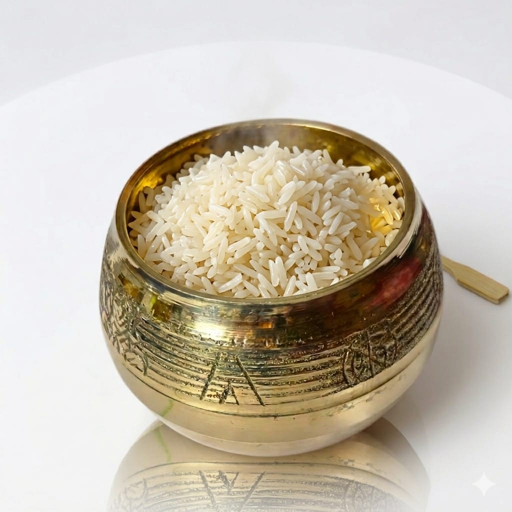 Hatekhori Brass Mana for Pooja | Brass Katha / Kunki for Lakshmi Puja | Traditional Rice Measuring Cup | 