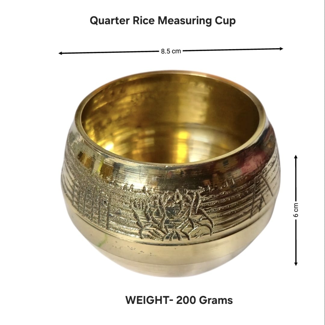 Hatekhori Brass Mana for Pooja | Brass Katha / Kunki for Lakshmi Puja | Traditional Rice Measuring Cup | 