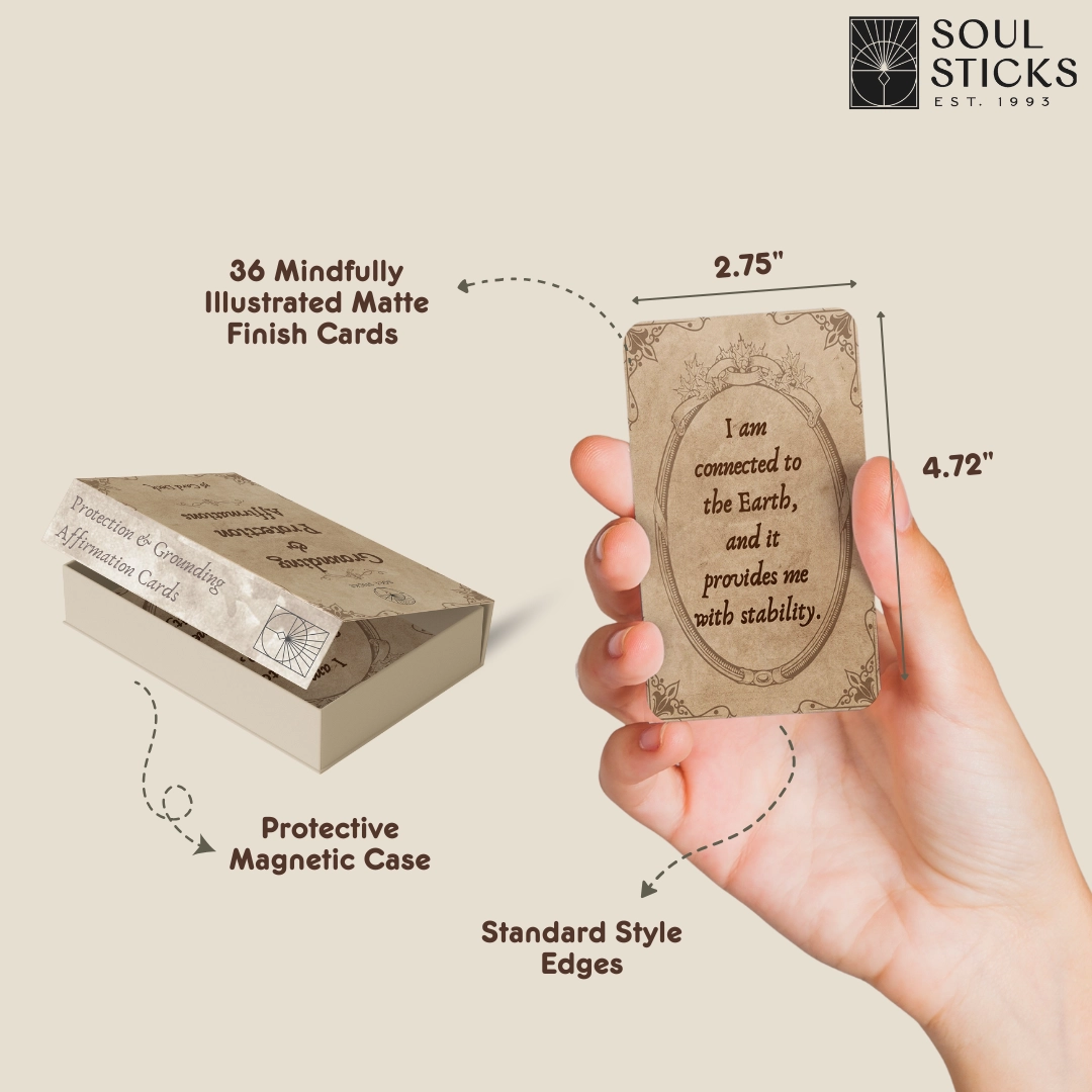 Affirmations Card Deck - Protection & Grounding, 5.5" X 3.5"